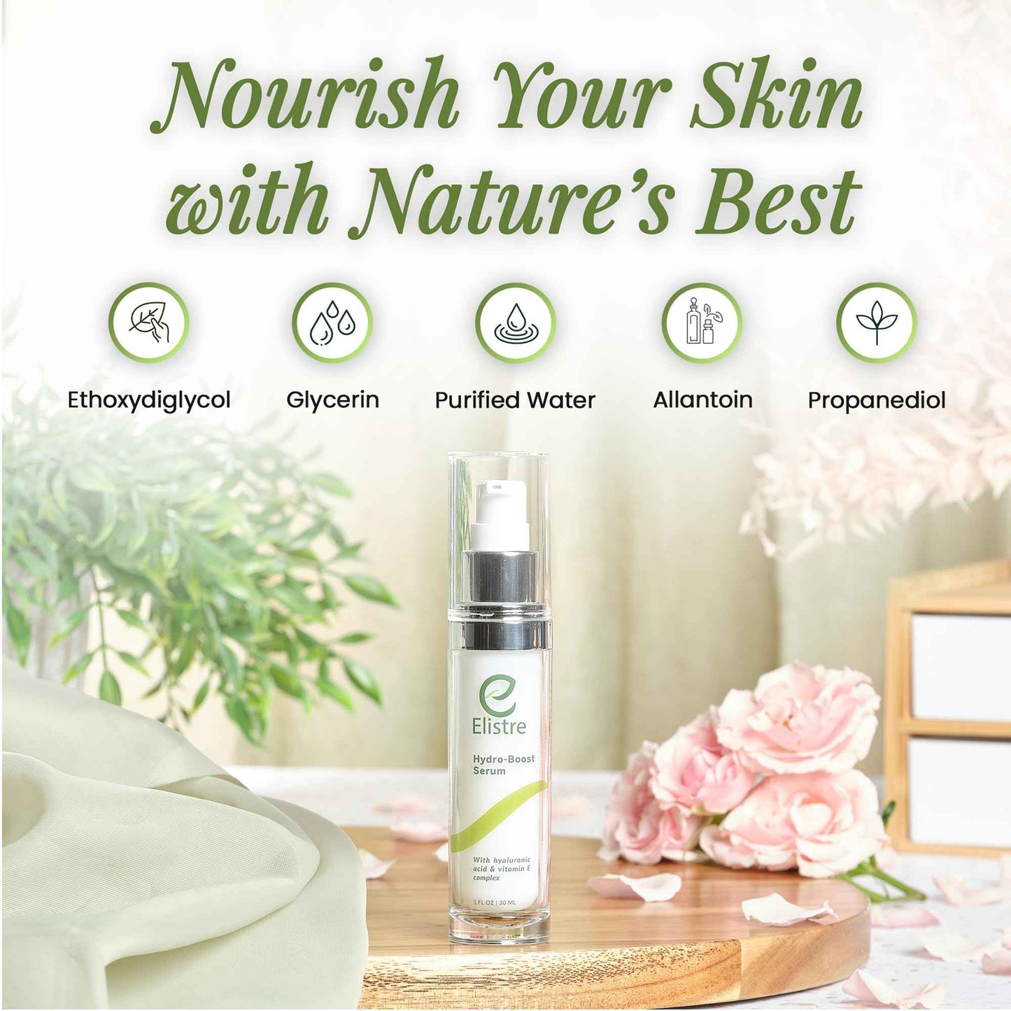 Hydro-Boost Facial Serum with hyaluronic acid and Vitamin E complex