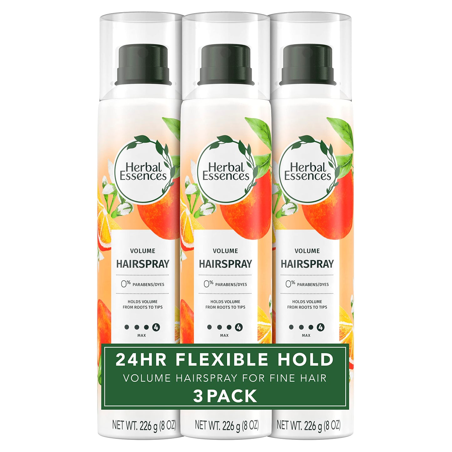 Herbal Essences Volumizing Hairspray, Strong Hold, Fresh Citrus Scent, Pack of 3, 24 oz Total