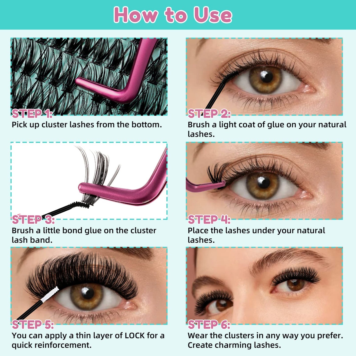 Eyelash Extension Kit 300PCS, Individual Lash Clusters D Curl, DIY Lashes Extensions Kit With Lash Bond and Seal Eyelash Tweezers False Eyelashes for Self Application(PP304050,D-Mix10-18 kit)