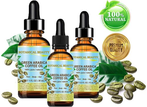 Botanical Beauty GREEN ARABICA COFFEE OIL Brazilian 100% Pure Virgin Unrefined for Face, Skin, Hair, Lip, Nails. Anti - Aging Face Oil (2 Fl Oz)