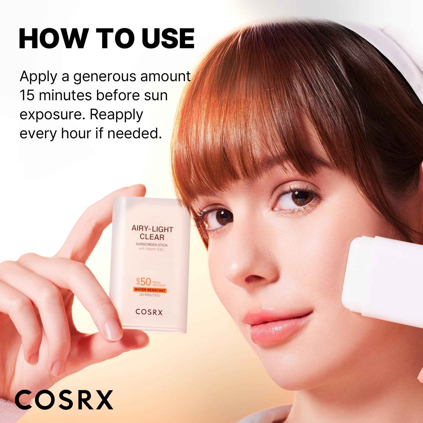 COSRX Airy-Light Clear Sunscreen Stick with Vitamin E & C SPF 50, 0.67 oz, 19g, Lightweight, Travel Essentials, Summer Essentials, Korean Skin Care, Korean Matte Sunscreen for Face, Stocking Stuffers
