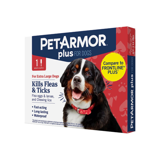 PetArmor Plus Flea and Tick Prevention for Dogs, Dog Flea and Tick Treatment, 1 Dose, Waterproof Topical, Fast Acting, X-Large Dogs (89-132 lbs)