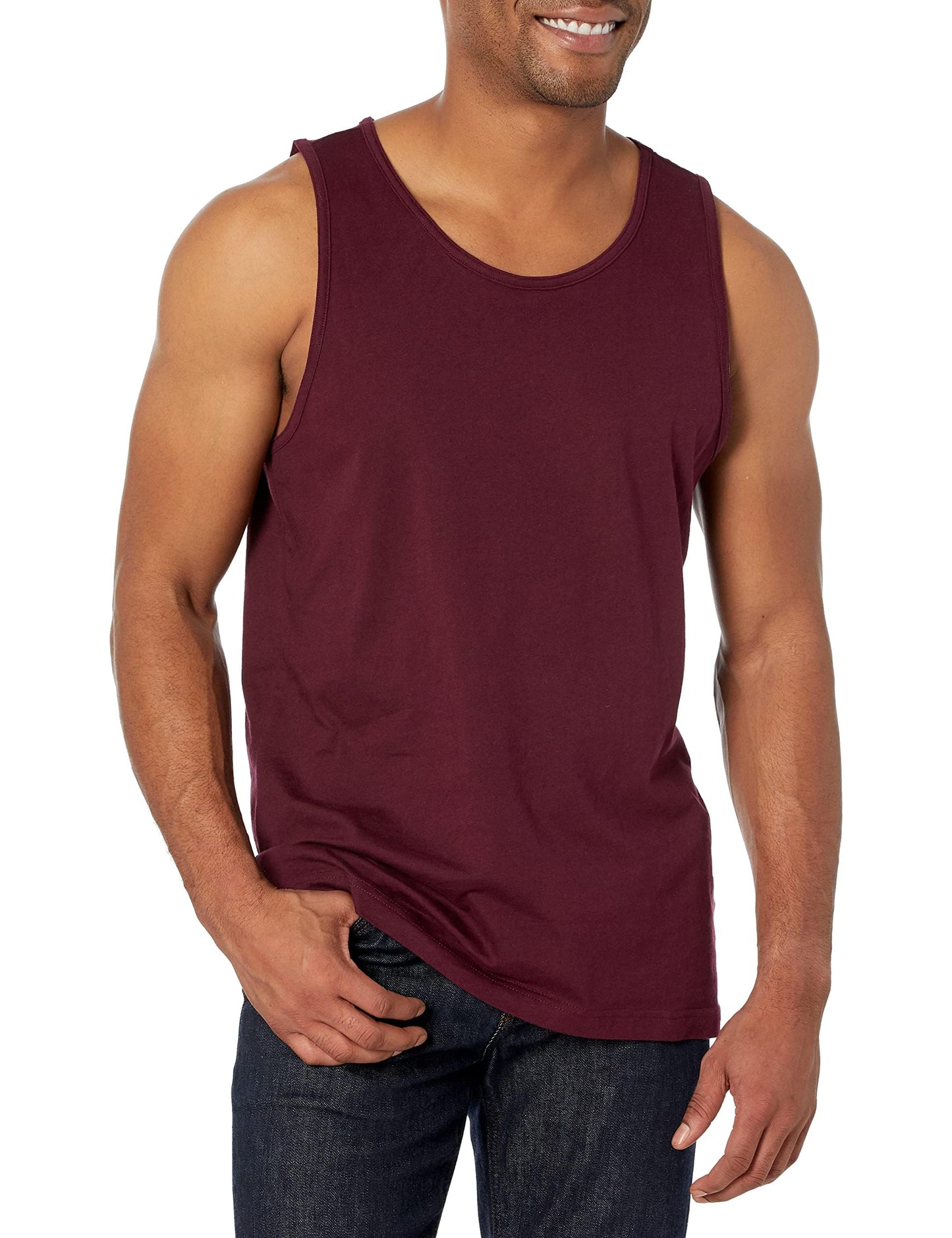 Amazon Essentials Men's Regular-Fit Tank Top, Burgundy, X-Small