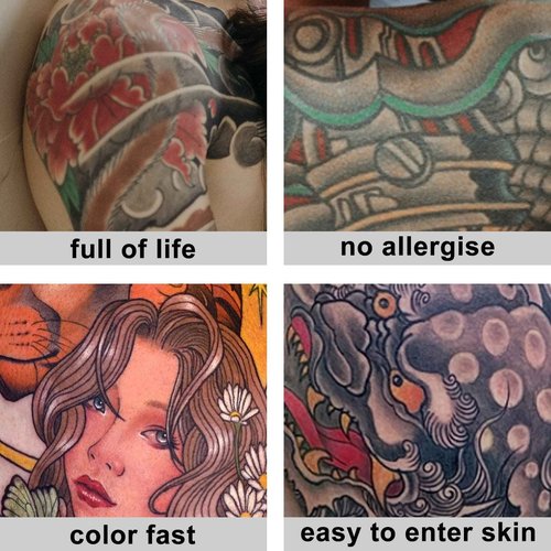 AYCOS Tattoo Ink Set - Tattoo Ink 7 Colors Permanent Tattoo Ink 30ml/ Bottle Professional Tattoo Supplies - for Body Tattooing and Art Painting