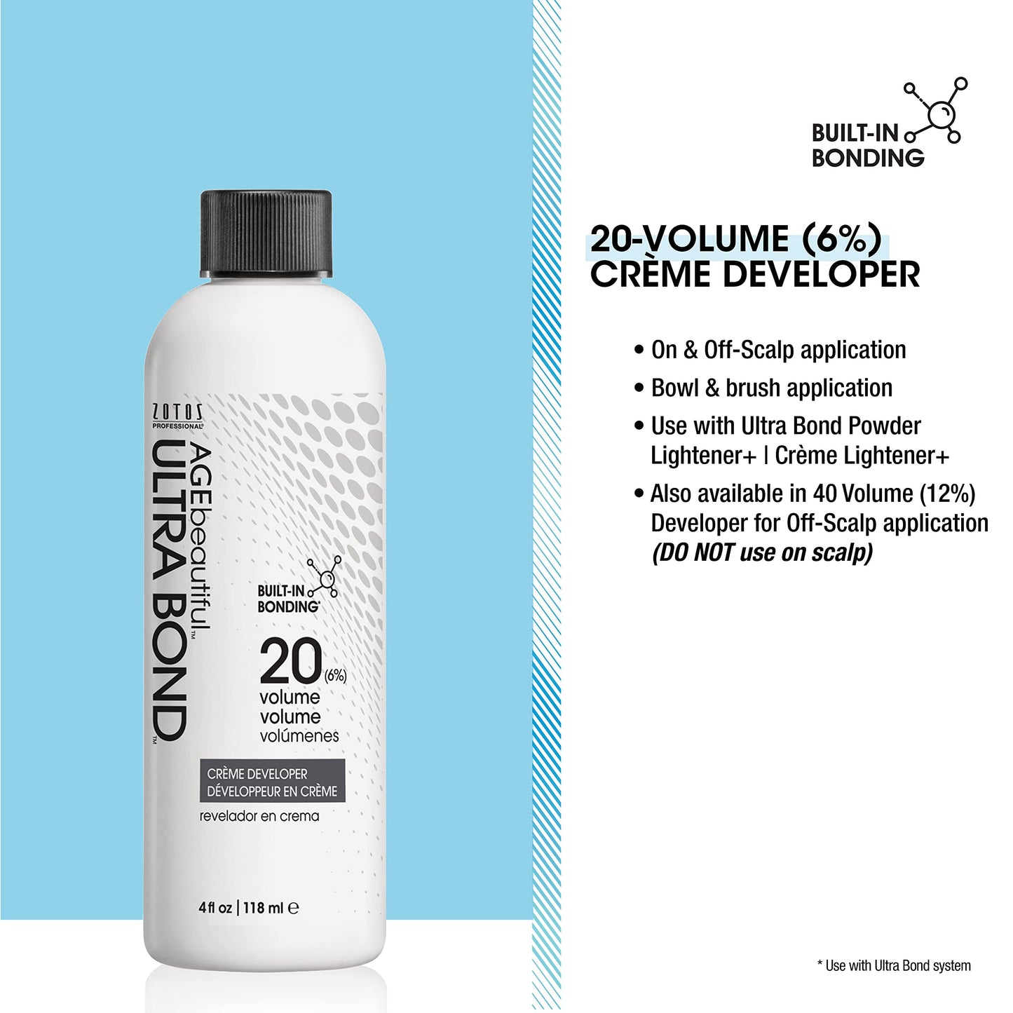 ULTRA BOND 20 Volume Hair Developer with Built-in Bonds to Strengthen & Protect Hair, 4 Fl Oz