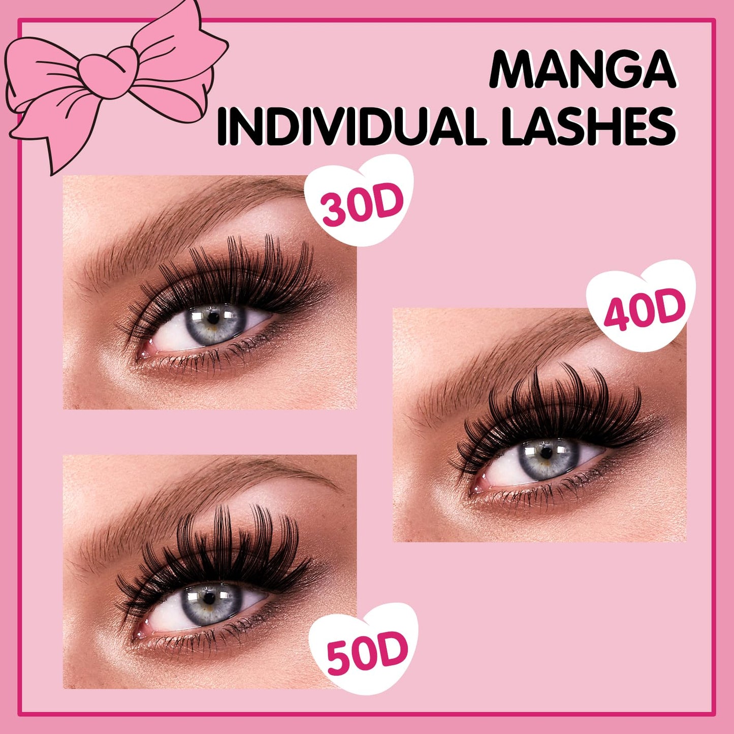 280 Pcs Individual Lashes 30D+40D Mixed Lash Clusters Devil Style Lashes That Look Like Eyelash Extensions Wispy Lashes DIY Individual Lashes At Home (30D+40D-C-8-16mix,Manga)