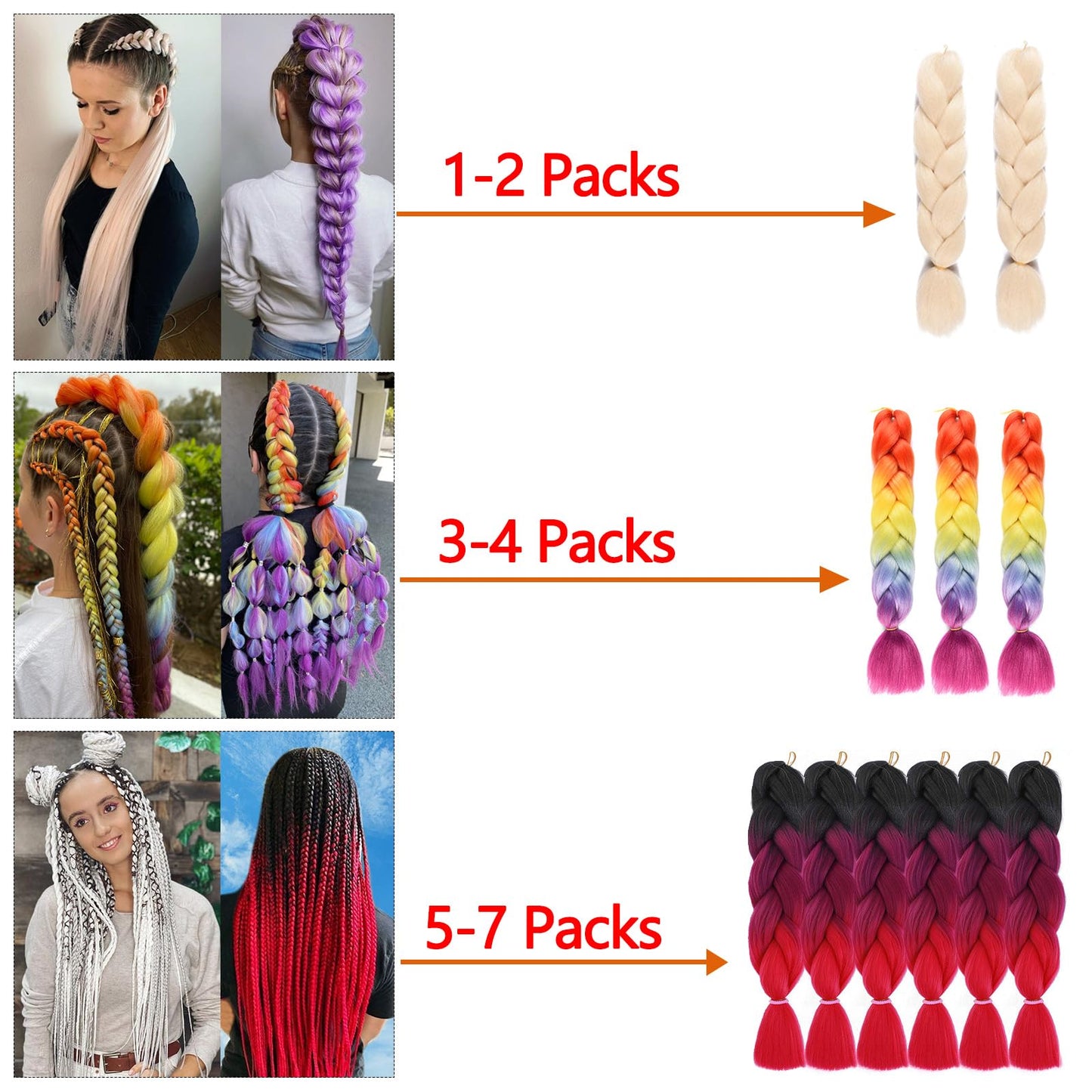 Herina Natural Black Braiding Hair Extensions High Temperature Fiber Jumbo Braiding Hair Extensions One Pack Black Braiding Hair(1pc/pack)