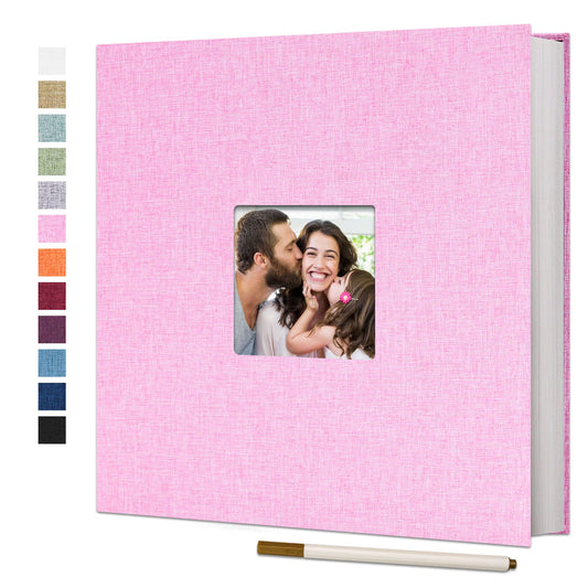 Vienrose Large Photo Album Self Adhesive for 4x6 8x10 Pictures Linen Scrapbook Album DIY 40 Blank Pages with A Metallic Pen