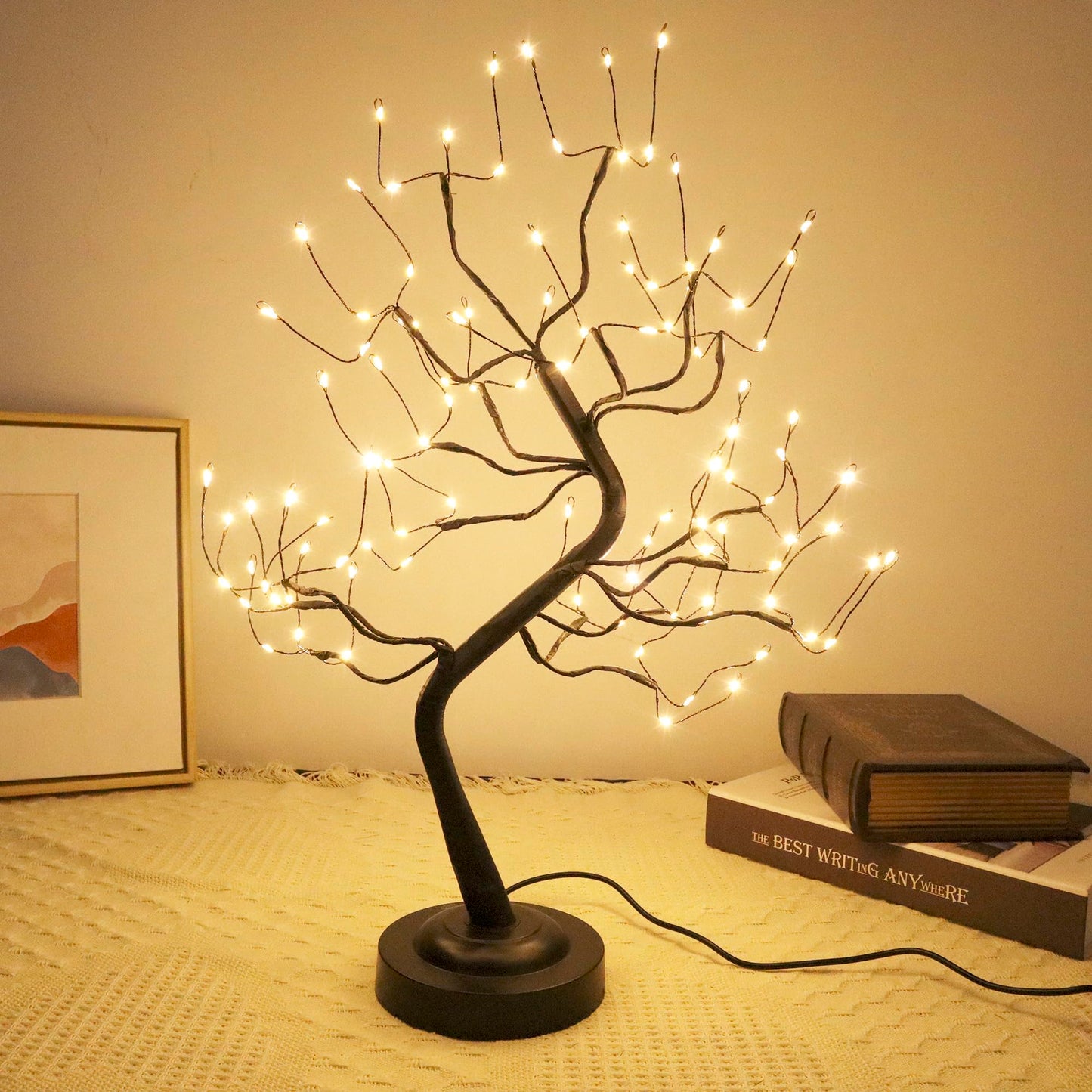 JOINTWIN Bonsai Tree Light,108L Fairy Lights Tree Lamp for Room Decor,DIY Black Branch LED Artificial Lighted Trees,USB & Battery Operated Christmas Tree for Holiday Decorations,Gift Ideas(Warm White)