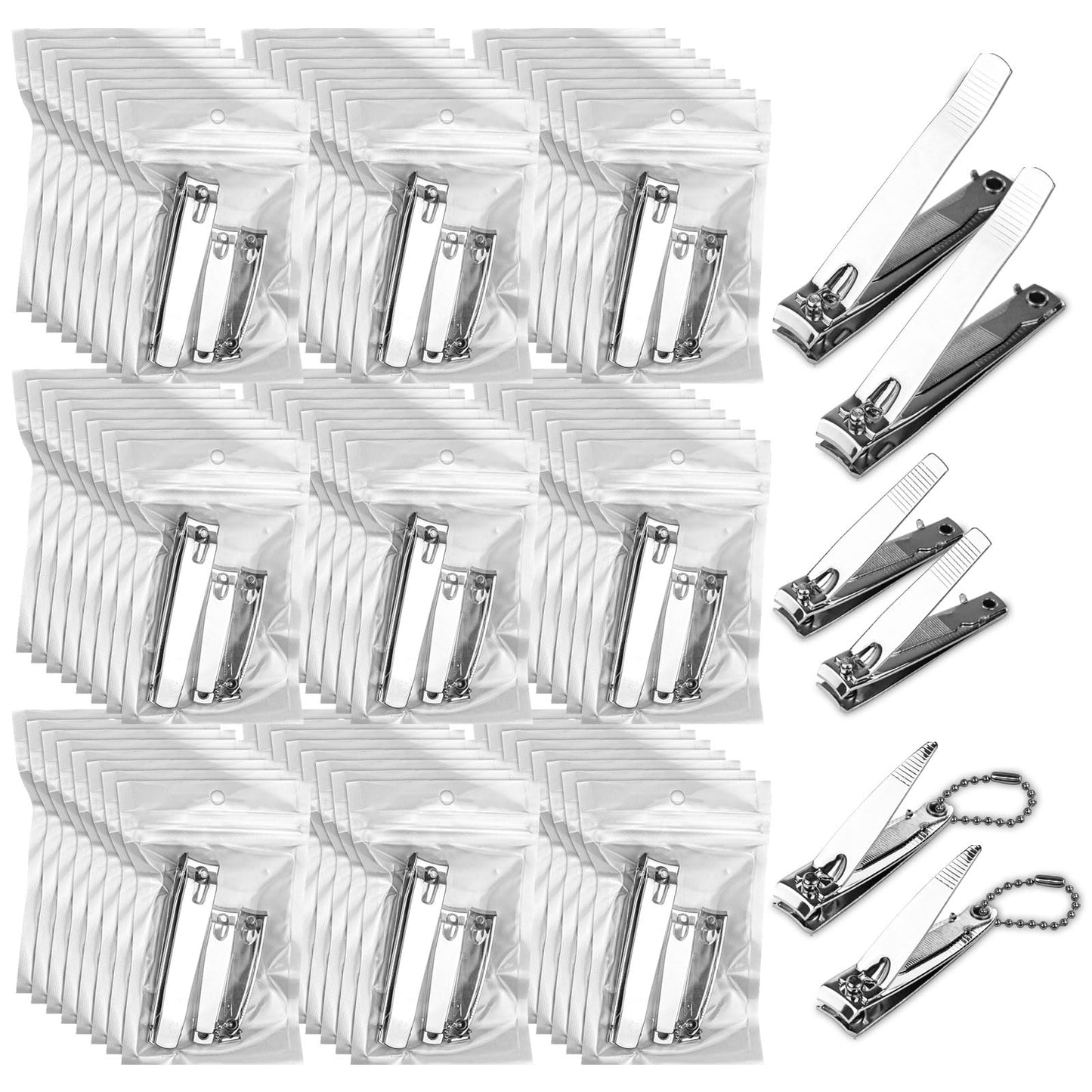 Individually Wrapped Nail Clippers in Bulk Stainless Steel Fingernail Clippers, Sturdy Thick Toenail Clippers Mini Men Women Nail Tip Toenails Cutter Trimmer for Homeless, Travel, Hotel (60 Pcs)