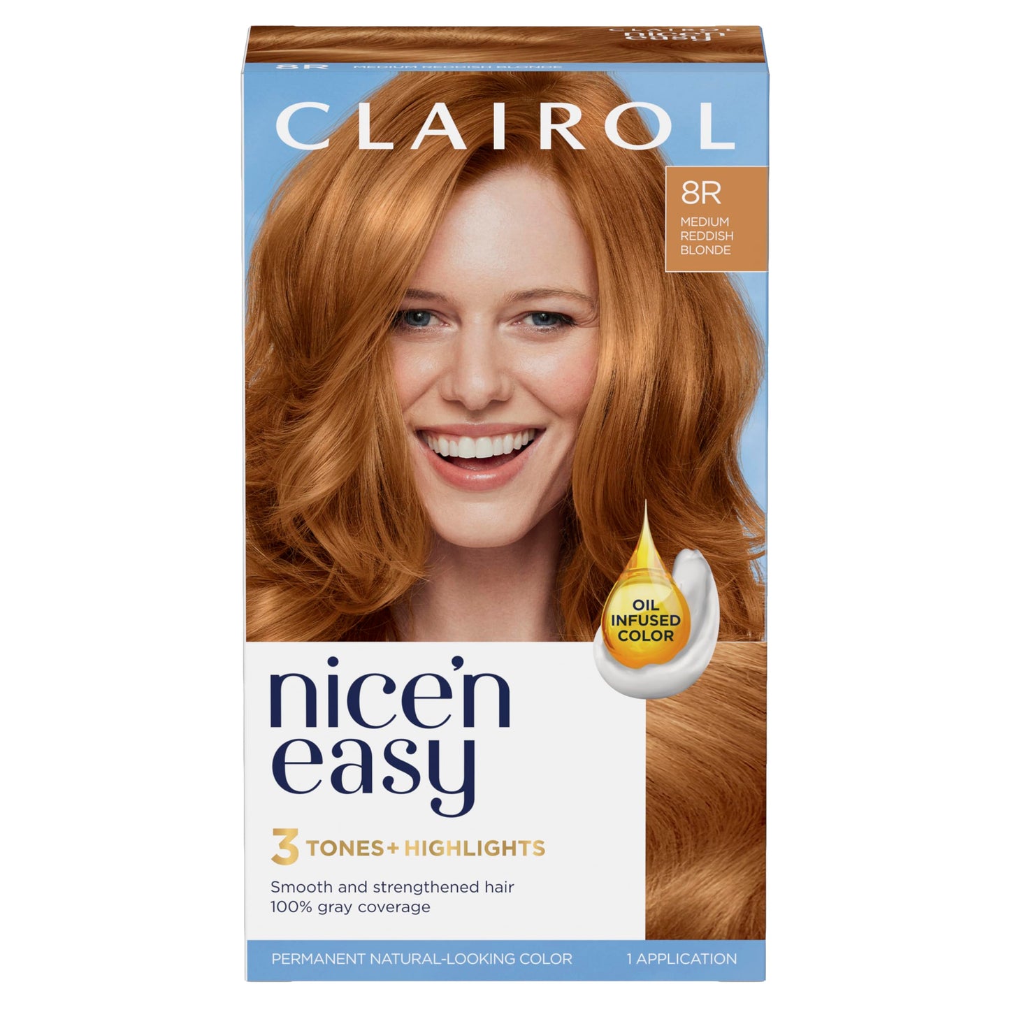 Clairol Nice'n Easy Permanent Hair Color, 8R Medium Reddish Blonde