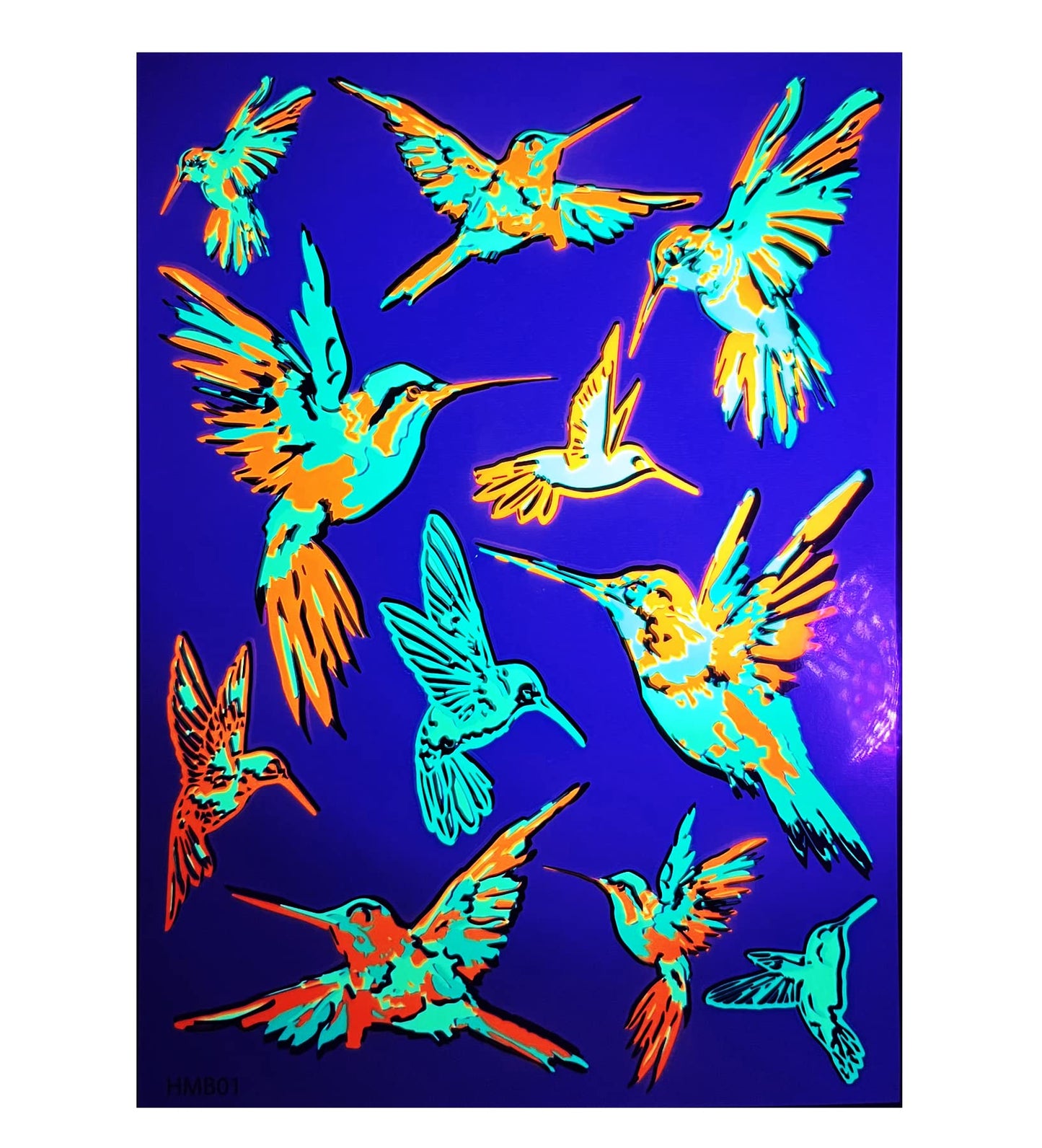 Temporary Tattoos-1 Sheets UV Blacklight Reactive Hummingbird Sparrow Bird Neon Glow Tattoo for EDC EDM Rave Party