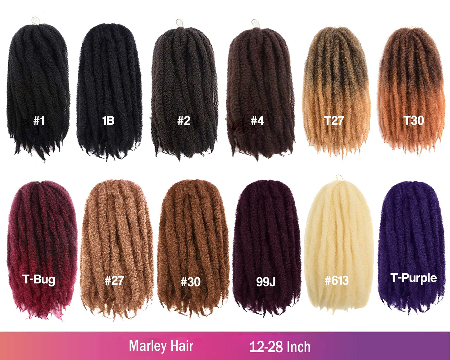 ToyoTress Marley Twist Braiding Hair - 24 Inch 6 Packs Long Marley Twist Crochet Hair For Faux Locs, Afro Kinky Curly Marley Braids Synthetic Crochet Braiding Hair Extensions (24 Inch, #1-6P)