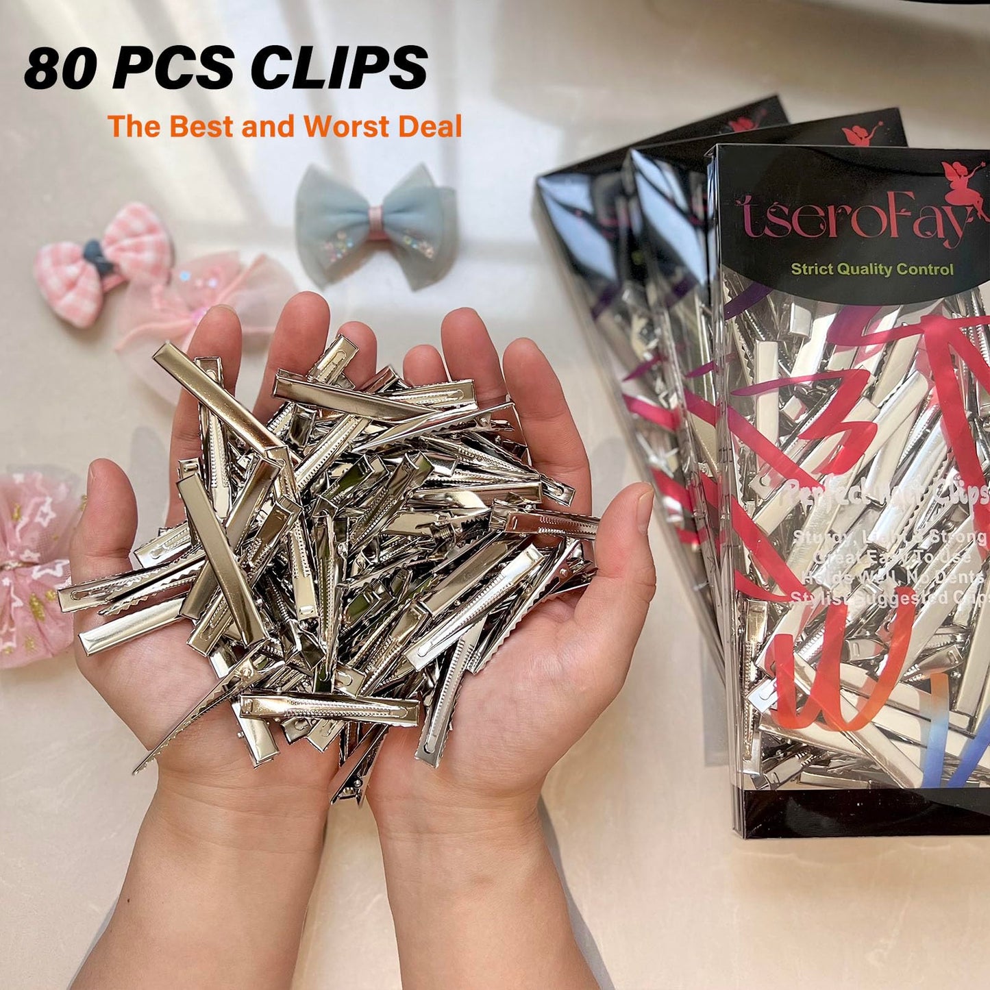 TseroFay 80Pcs Alligator Hair Bows Clips for Crafts,(5.7cm/2.24") DIY Bow Clips Bulk, Gator Metal Clip, Hairdresser Clips for Bow Making, Large Plain Clips Supplies 2.24" Dreadlock Dreads Retwist