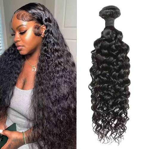 Water Wave Human Hair Bundles 12A Double Weft Deep Curly Wave Bundles 100% Unprocessed Brazilian Virgin Human Hair Natural Black Color Wet And Wavy Hair Extensions 20inch