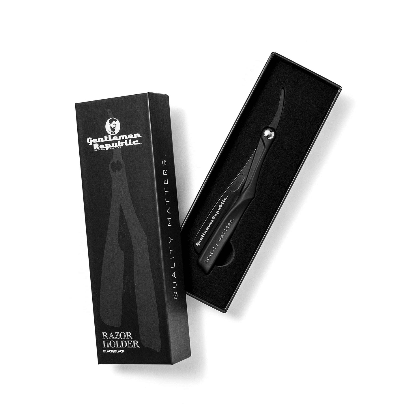 Gentlemen Republic Straight Edge Razor Holder: Premium Black Safety Razor Holder for Professional Barbers and Everyday Home Grooming - Achieve the Shave with Confidence