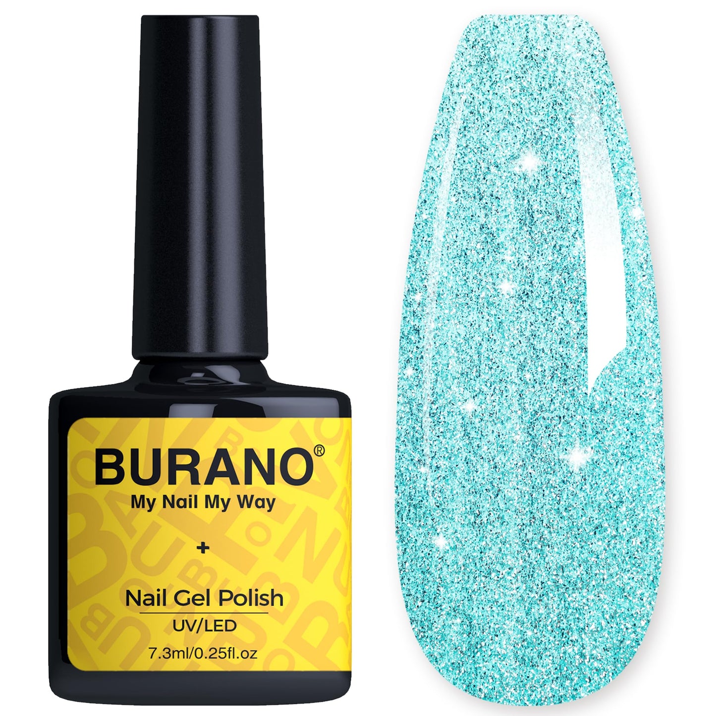 BURANO Glitter Gel Nail Polish, LED UV Nail Gel Shimmer Holographic Effect Soak off Gel Curing Required, No Chip Gel Polish Sparkle Gel Home DIY Nail Salon (shimmer LP58)