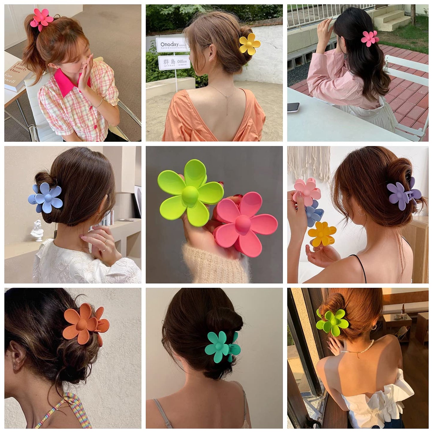 Hair Claw Clips 8PCS Flower Hair Clips Large Hair Clips Cute Claw Clips for Women Thick Hair, Hair Jaw Clips Big Dasiy Matte Hair Clips Non Slip Strong Hold for Women Thick Thin Hair 8 Colors