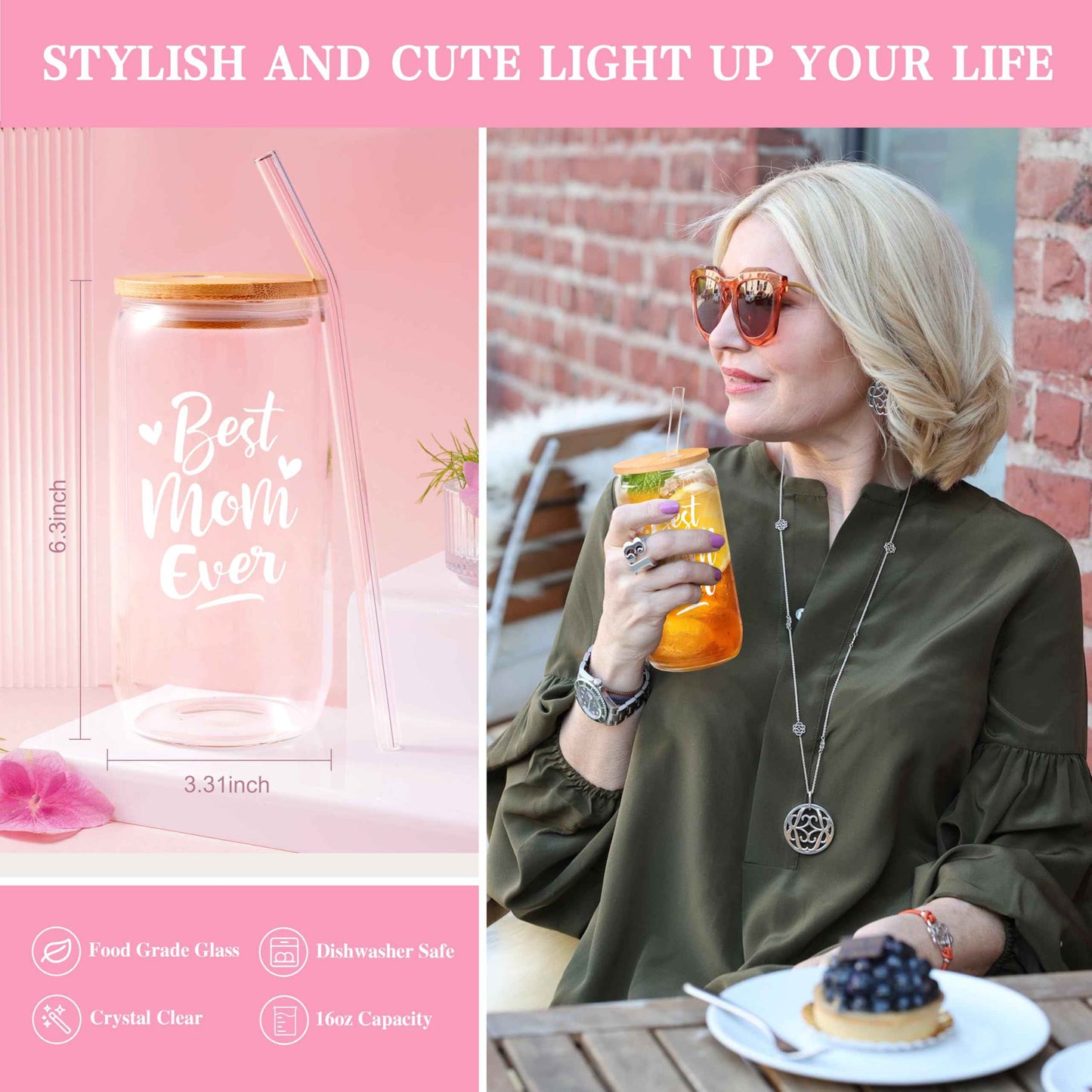 Jumway Gifts for Mom Gifts Basket, Mother's Day Gifts for Mom Birthday Gifts Set Include Glass Cup, Scented Wax Candle, Bath Bomb Scented Soap Make-up Bag