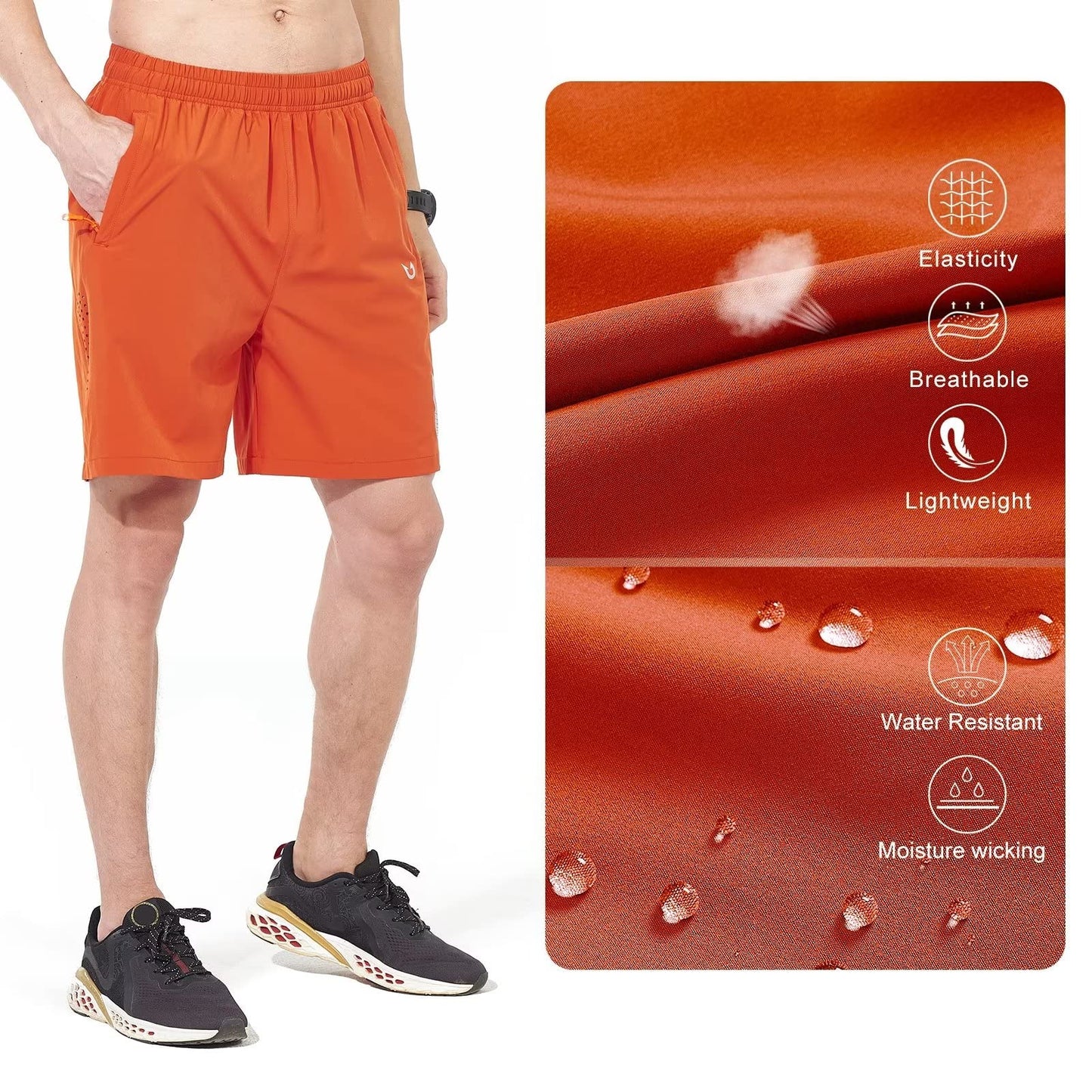 NORTHYARD Men's Athletic Running Shorts Quick Dry Workout Shorts 7"/ 5"/ 9" Lightweight Sports Gym Basketball Shorts Hiking Exercise Orange S