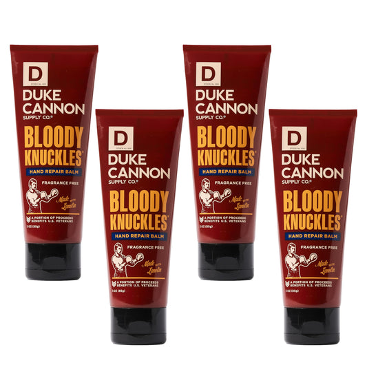 Duke Cannon Bloody Knuckles Hand Repair Balm - Travel Size Tube, 3 oz, Unscented, Non-Greasy Moisturizer for Dry, Cracked Hands (4 Pack)