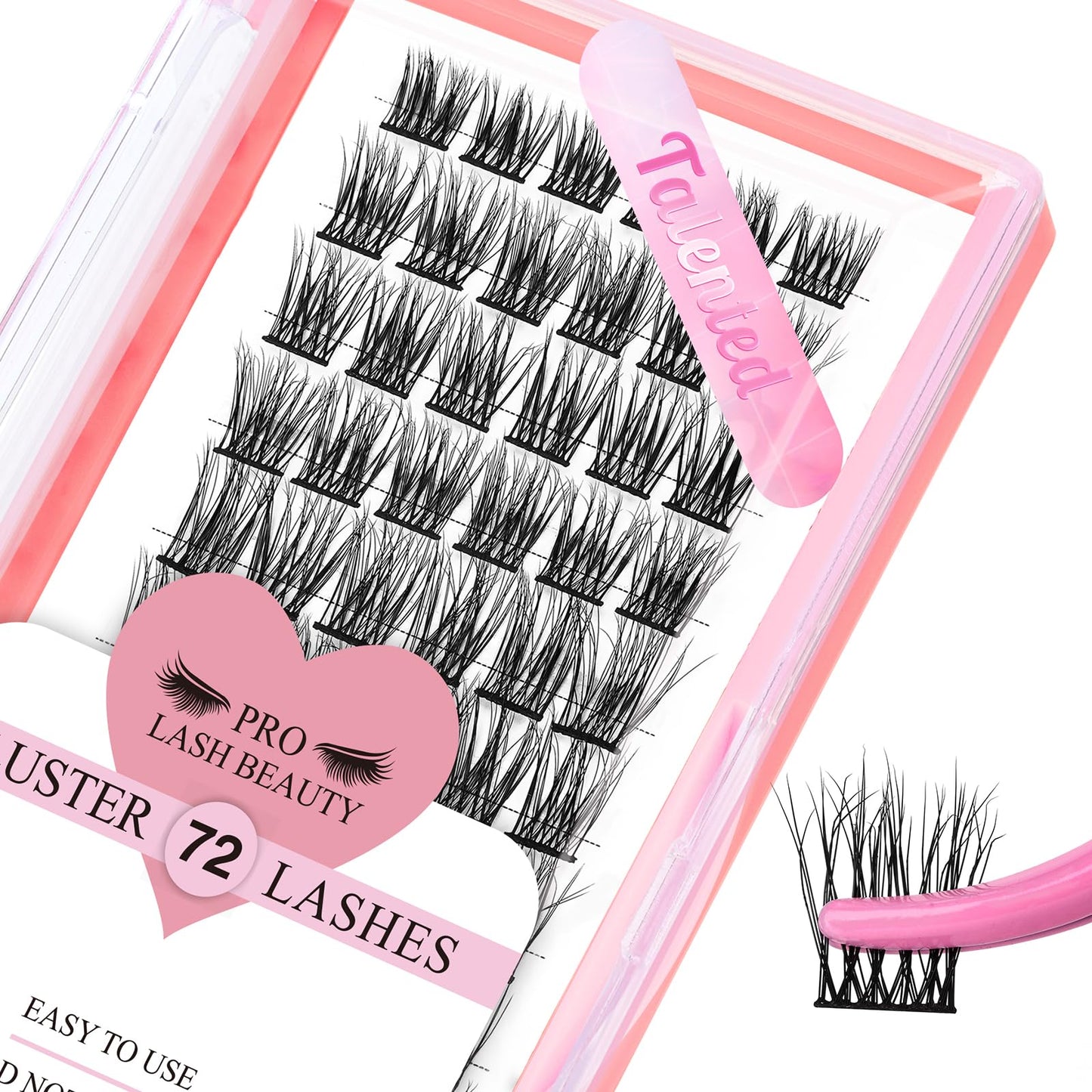 72 Pcs Individual Cluster Lashes 3D Effect DIY Lash Extension 8-16mm Eyelash Clusters Volume Wispy Lashes Super Thin Band Reusable Soft & Comfortable(3D Fluffy-Talented,D-8-16mix)