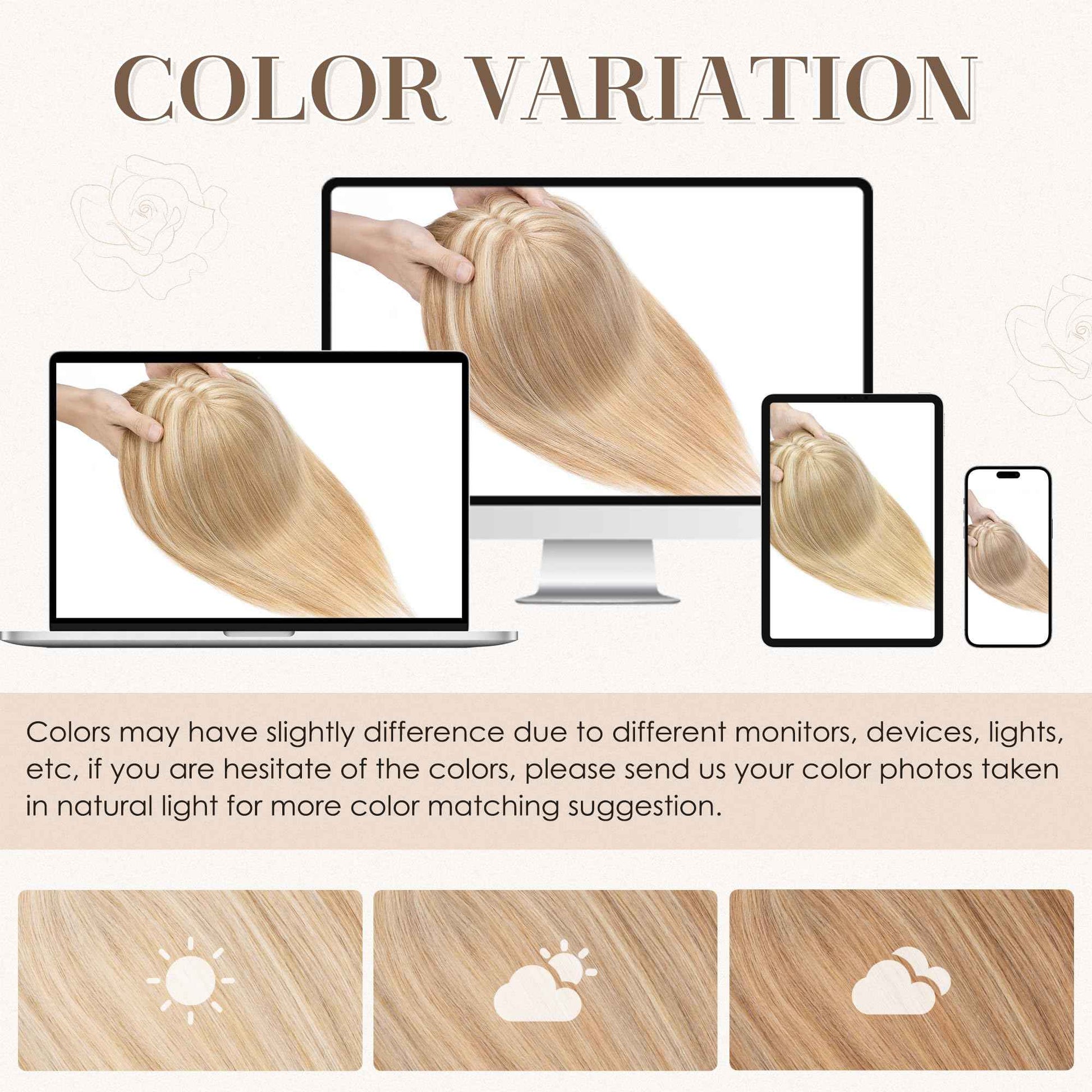 S-noilite Human Hair Toppers for Women with Bangs 100% Real Human Hairpiece 5"x3" Clip in Silk Base Topper Piece Cover Thinning Fine Hair 10 inch Medium Brown Highlighted Honey Blonde