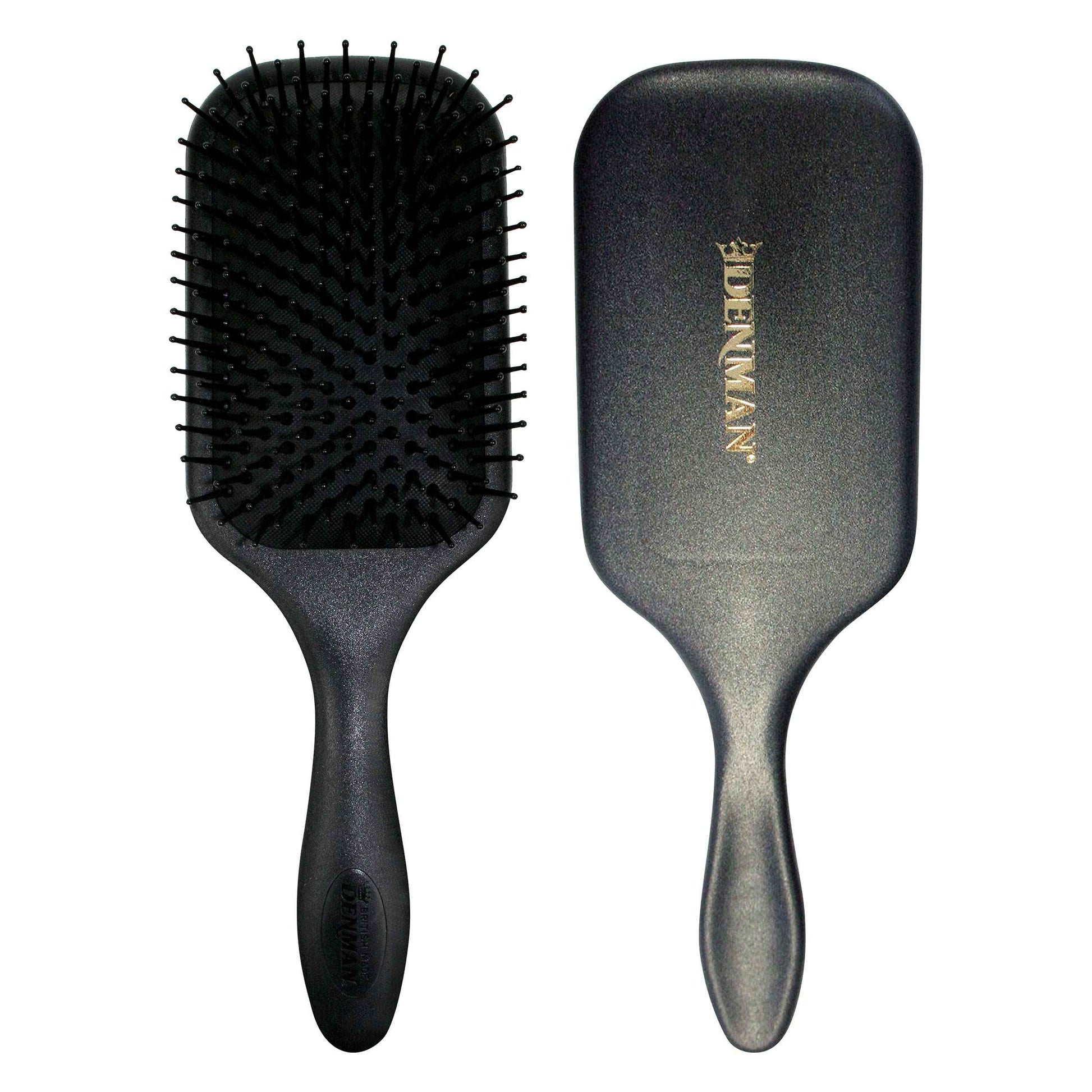 Denman (Black) Large Paddle Cushion Hair Brush for Blow Drying & Detangling - Comfortable Styling, Straightening & Smoothing - For Women and Men, D83