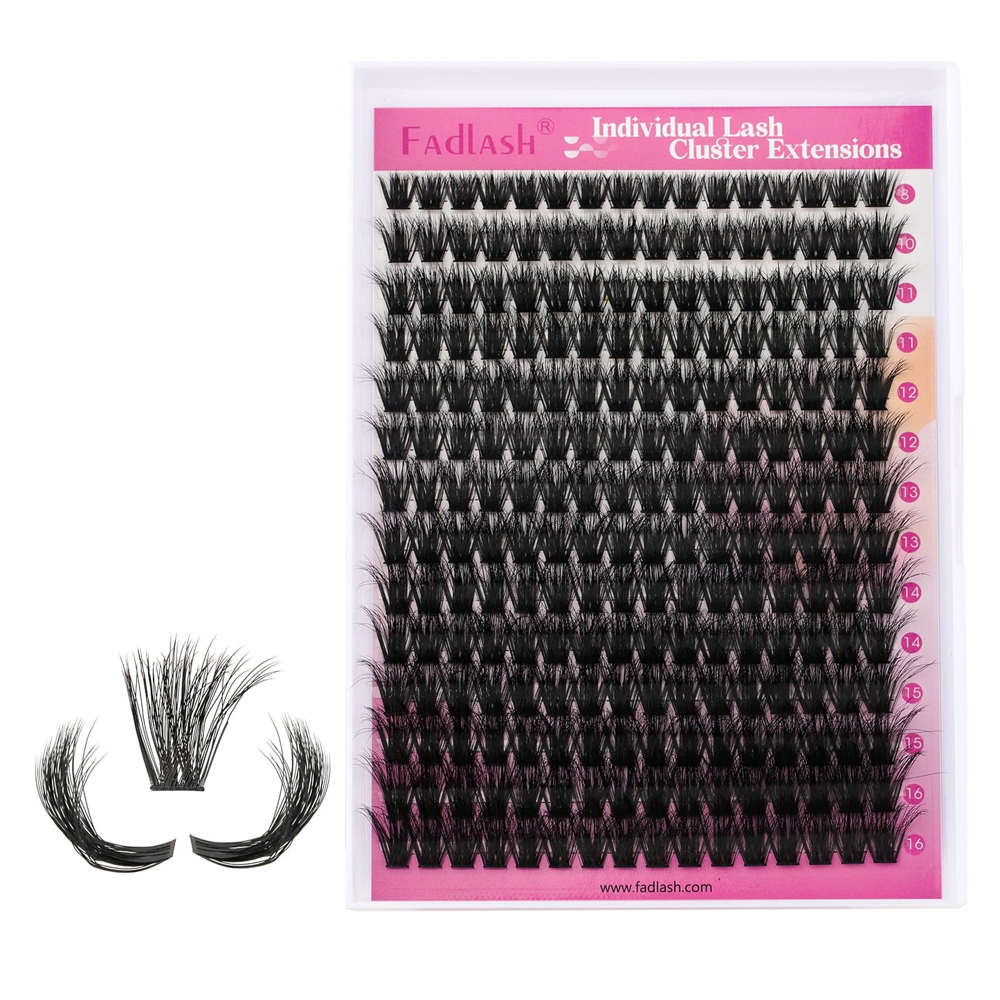 FADLASH Lash Clusters 100D Fluffy Eyelash Clusters 8-16mm Individual Lashes Cluster Eyelash Extensions 3D Effect Wispy Thick Lash Extension Clusters (100D-0.07-D, 8-16mm)