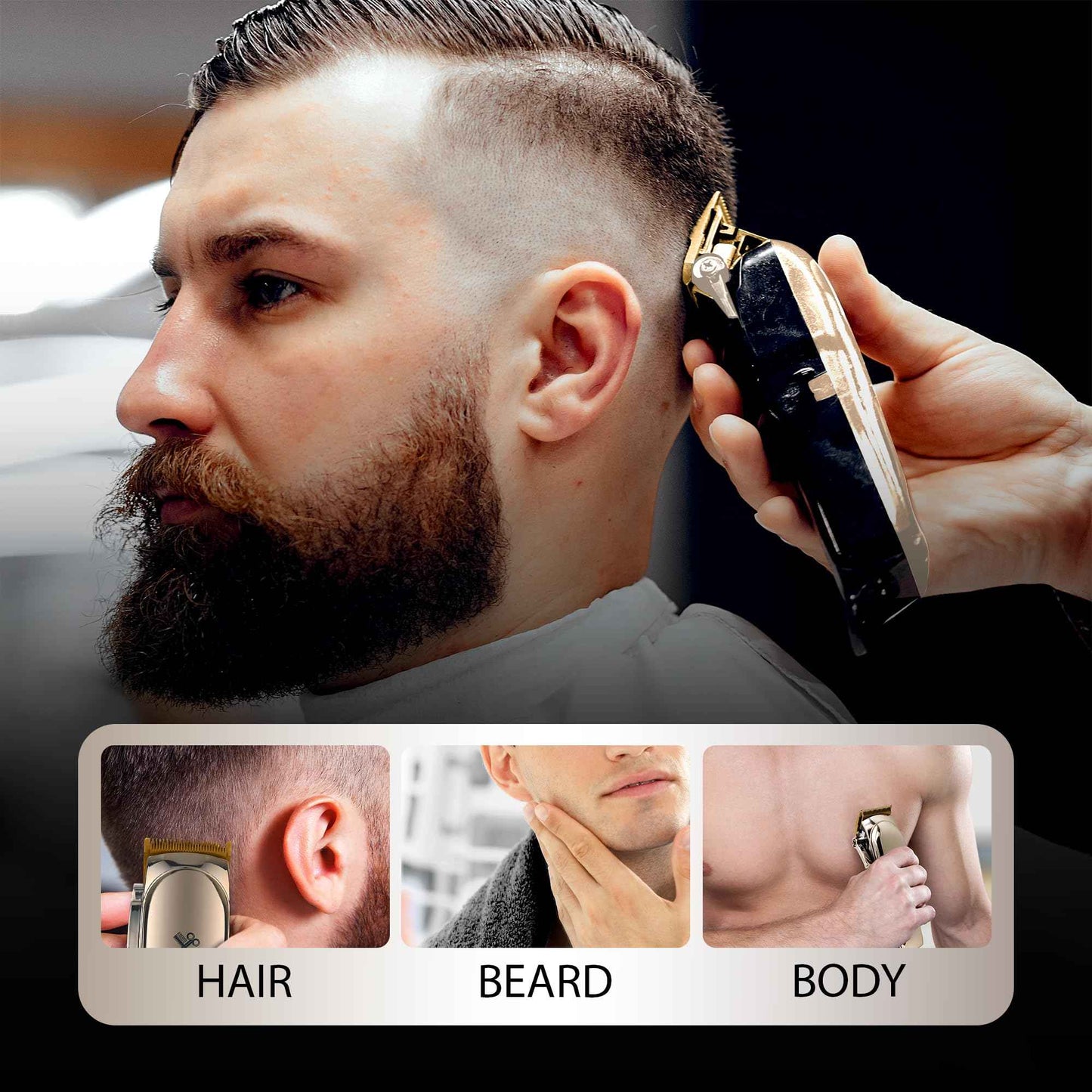 Cutting Edge Hair Clippers, Cordless Rechargeable Hair Clipper for Men & Women, Adjustable Taper, 6 Guide Combs, Hypoallergenic & Heat-Resistant Ceramic Blades, LCD Display, 90 Minute Run-Time