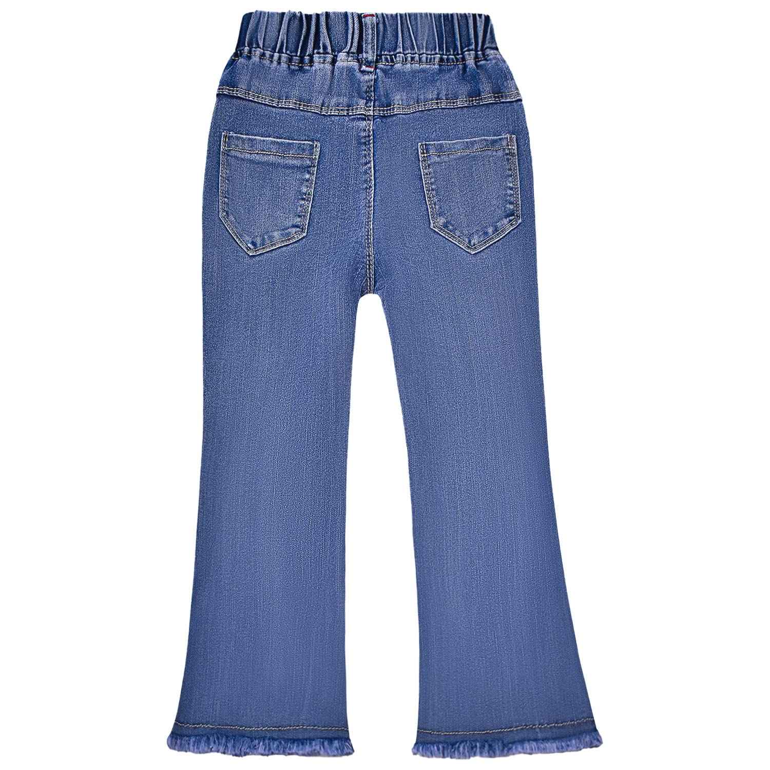 Peacolate 5-10 Years Little Big Girl Embroidered Floral Buttefly Bootcut Jeans(Butterfly,6-7Years)