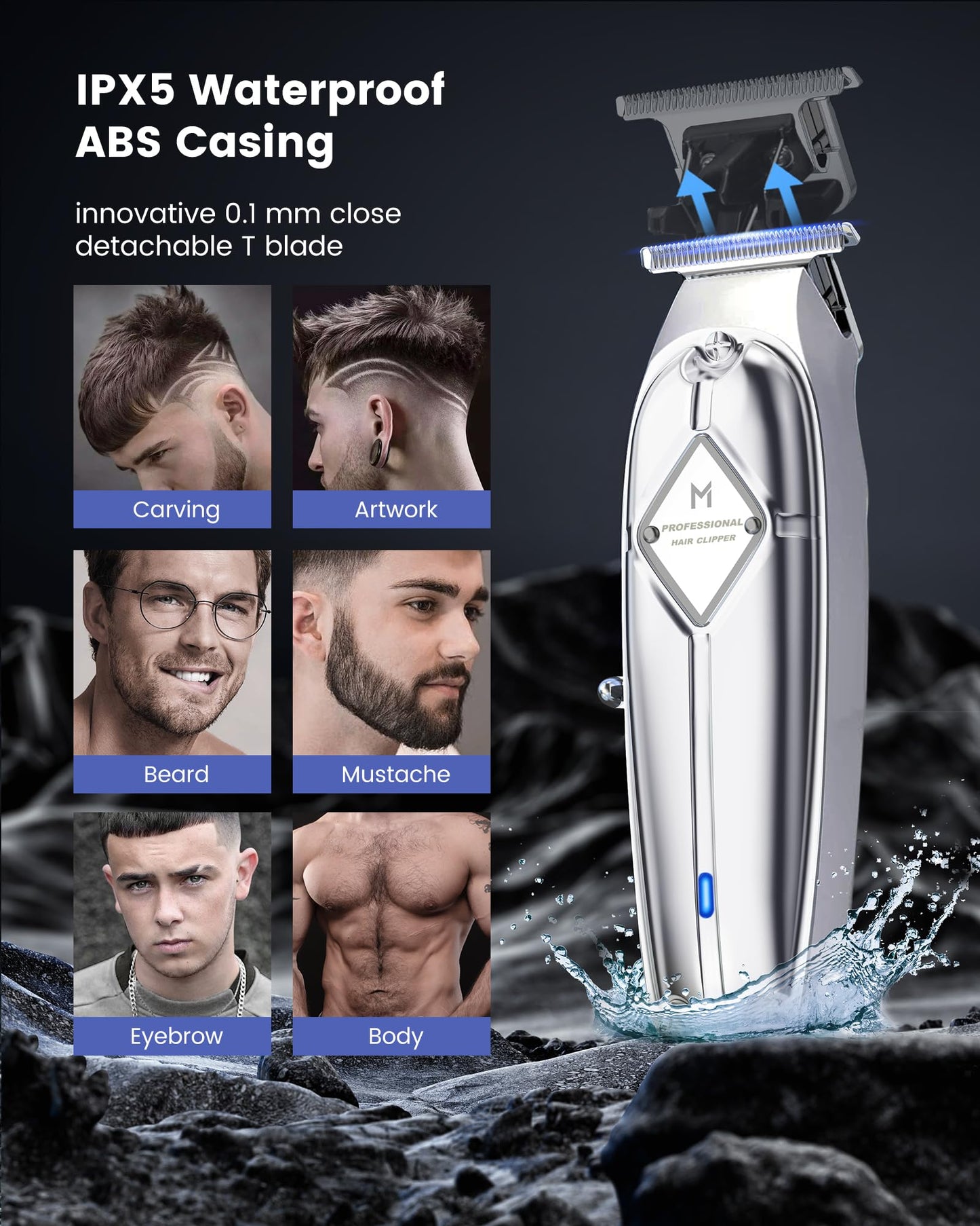 Limural PRO Professional Hair Clippers and Trimmer Kit for Men - Cordless Barber Clipper + T Blade Outliner, Complete Hair Cutting Kits with 13 Premium Guards, LED Display, Taper Lever & 5 Hrs Runtime