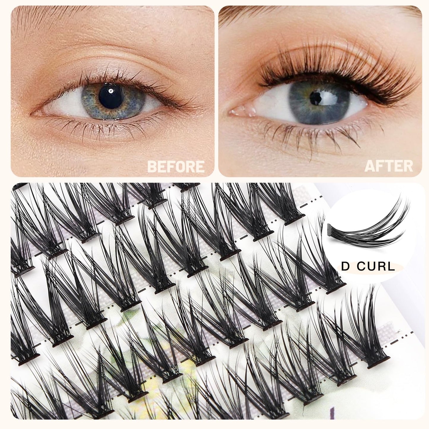 Bodermincer 20 Root Thickness 0.07mm C Curl 3D Individual Eyelashes Extension Soft Black Fake False Eye Lashes Tools (14mm)