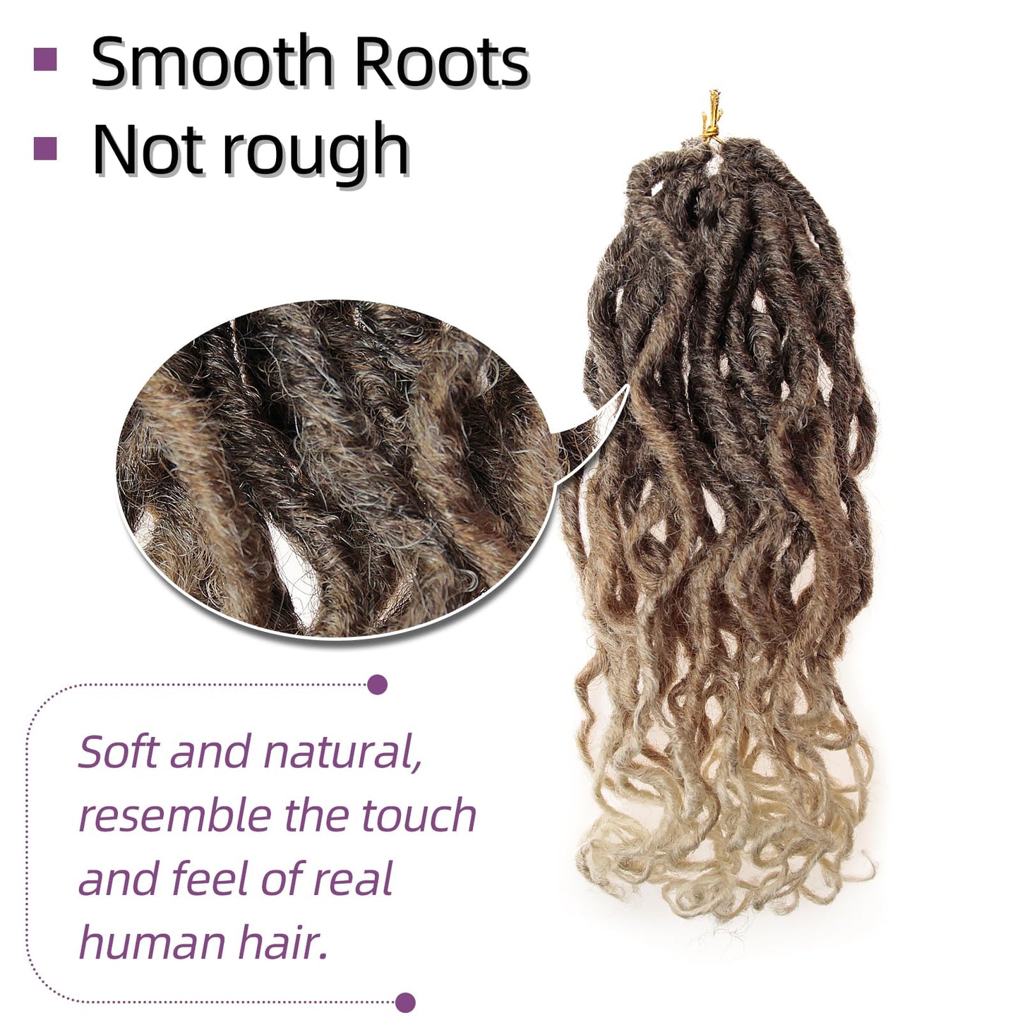 New Goddess Locs Crochet Hair,12" Faux Locs Crochet Hair Hippie Locs Synthetic Extension Ombre Crochet Locs Boho Style Crochet Braids (2 Packs 4/27/613, 12")