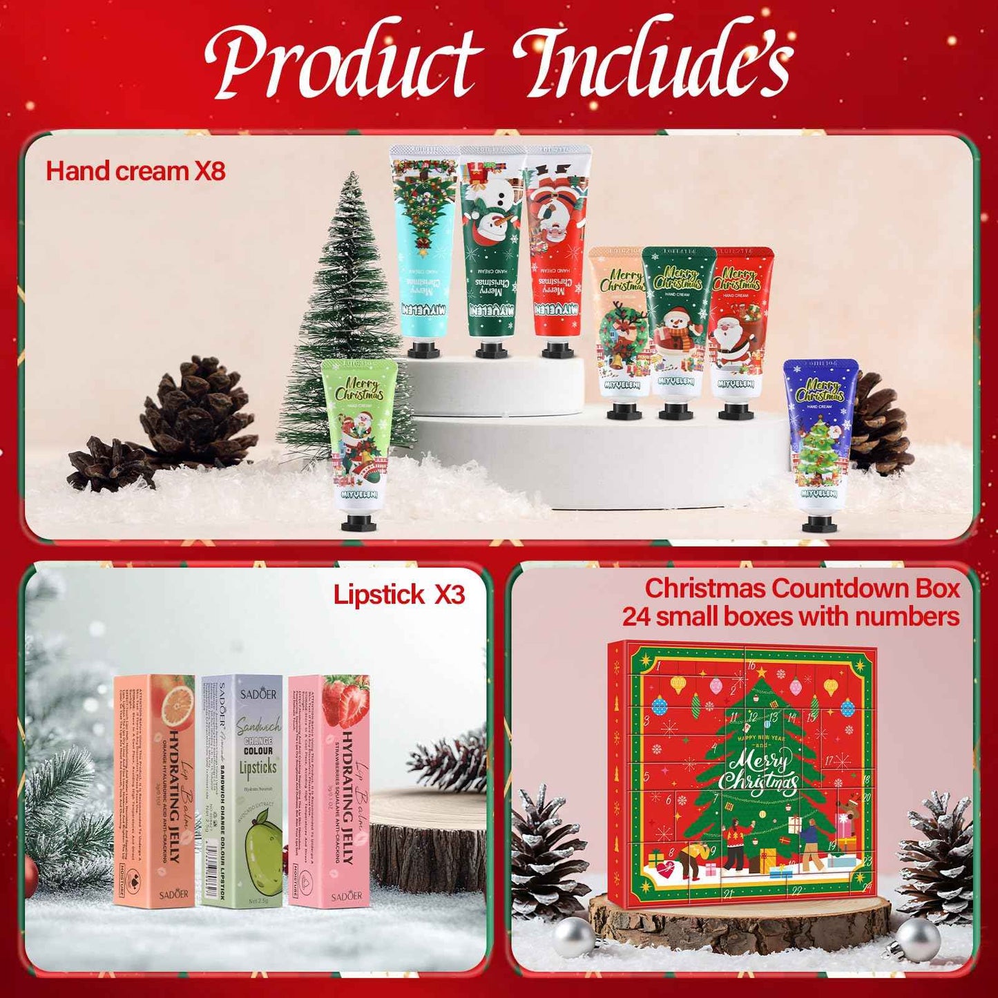 Skincare Advent Calendar 2025 for Women 24 Day of Beauty Countdown Calendar 2025 Beauty Advent Calendar with Bath Salt Hand Cream Body Lotion Spa Gift Set Body Care Holiday Christmas Gift Adult Teen