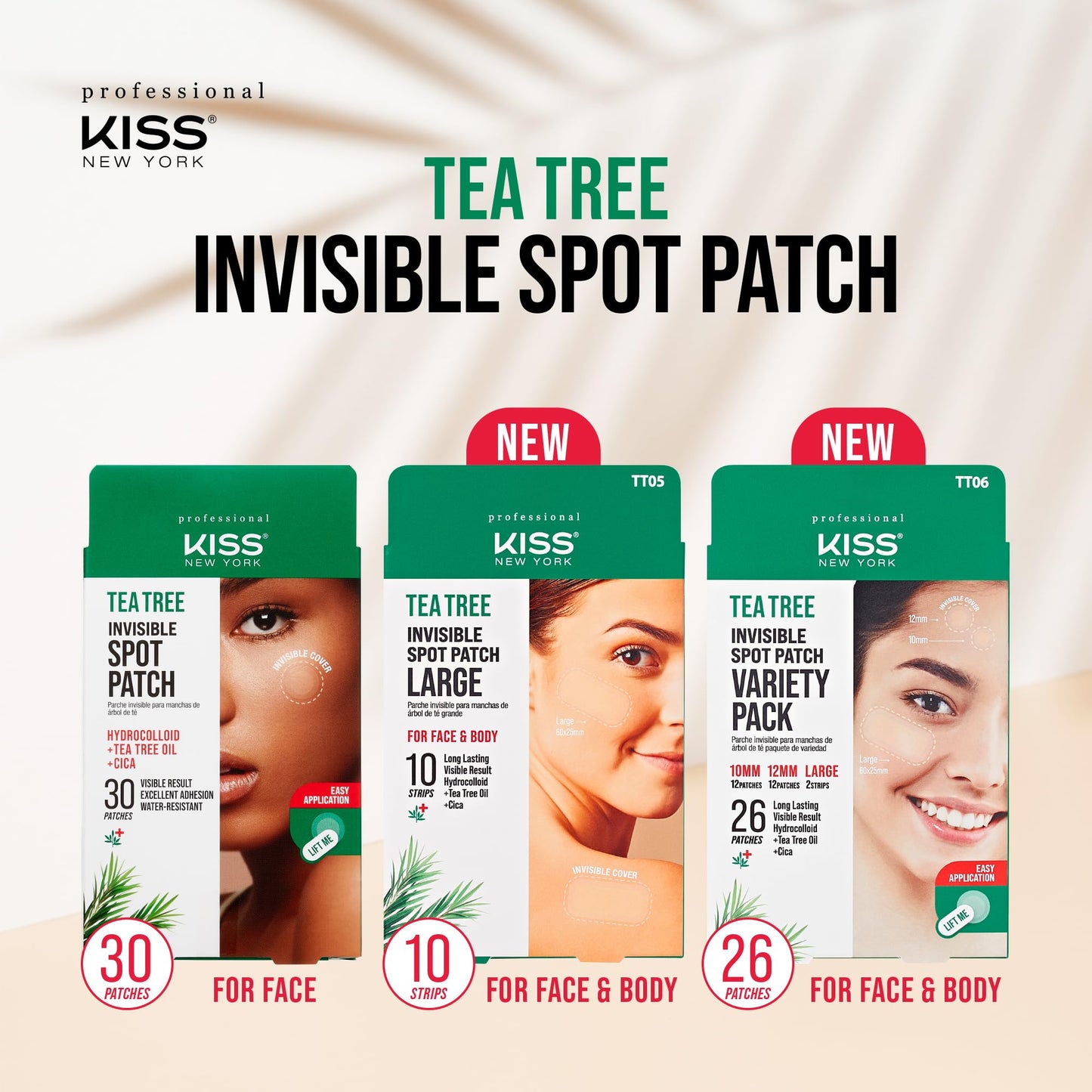 KISS New York Hydrocolloid Acne Pimple Patch for Zits and Blemishes, Korean Skin Care Spot Treatment Stickers for Face and Body, Made in Korea (Variety Pack)