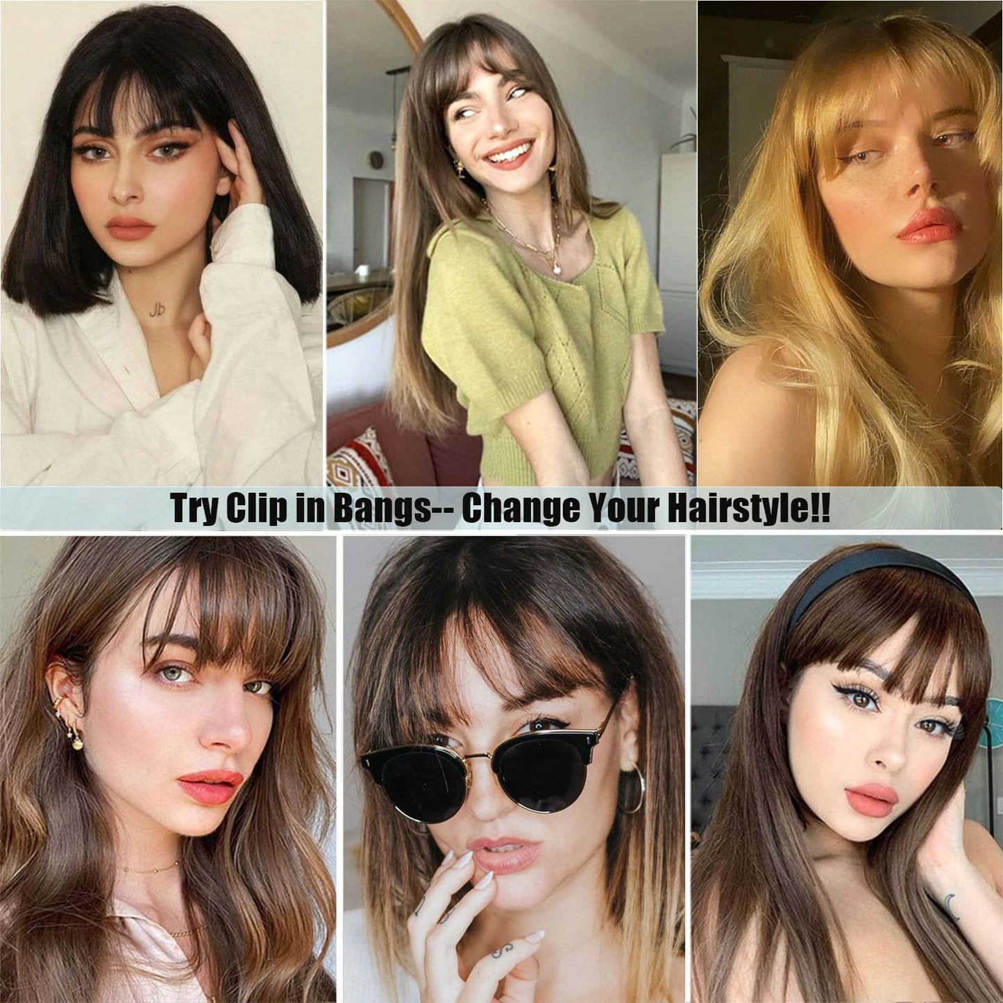 Clip In Bangs 100% Human Hair Bangs Clip In Hair Extensions Clip On Bangs Clip In Bangs Real Human Hair Fake Bangs