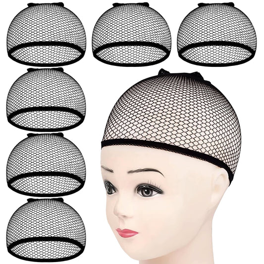 MORGLES Wig Cap, 6pcs Mesh Net Wig Caps Weaving Hair Net for Wig Close End Fishnet Wig Caps for Women, Black