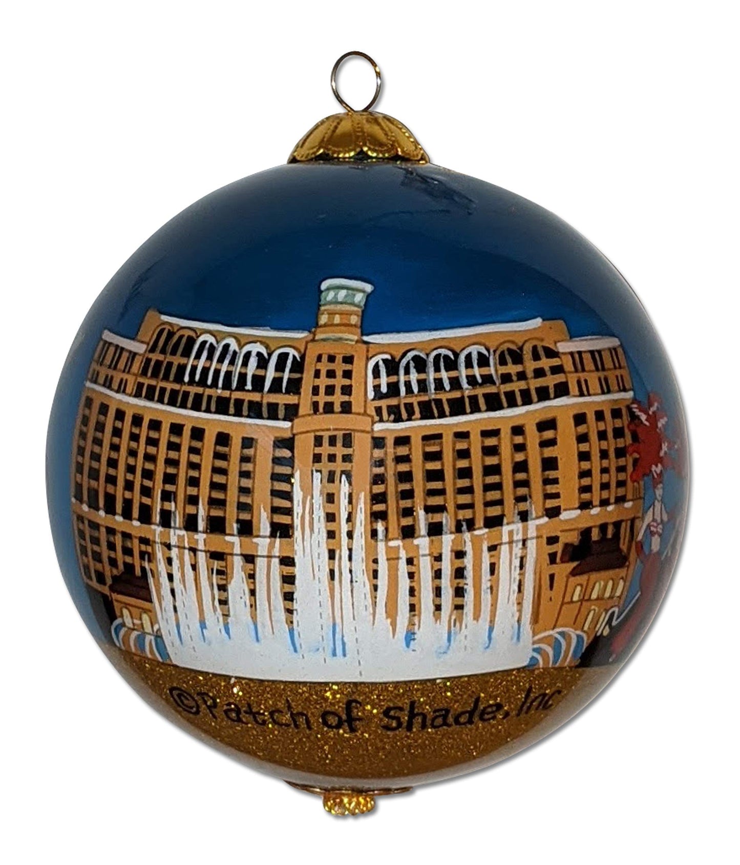 Las Vegas Christmas Ornament Hand Painted from Inside with Gift Box