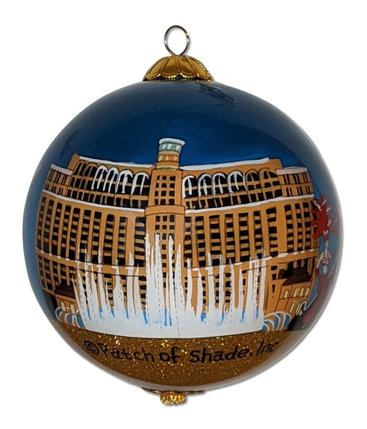 Las Vegas Christmas Ornament Hand Painted from Inside with Gift Box