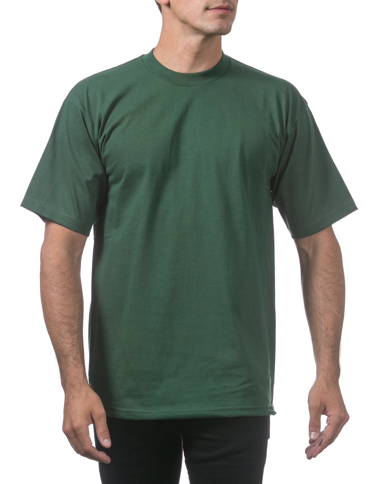 Pro Club Men's Heavyweight Cotton Short Sleeve Crew Neck T-Shirt, Forest Green, Small