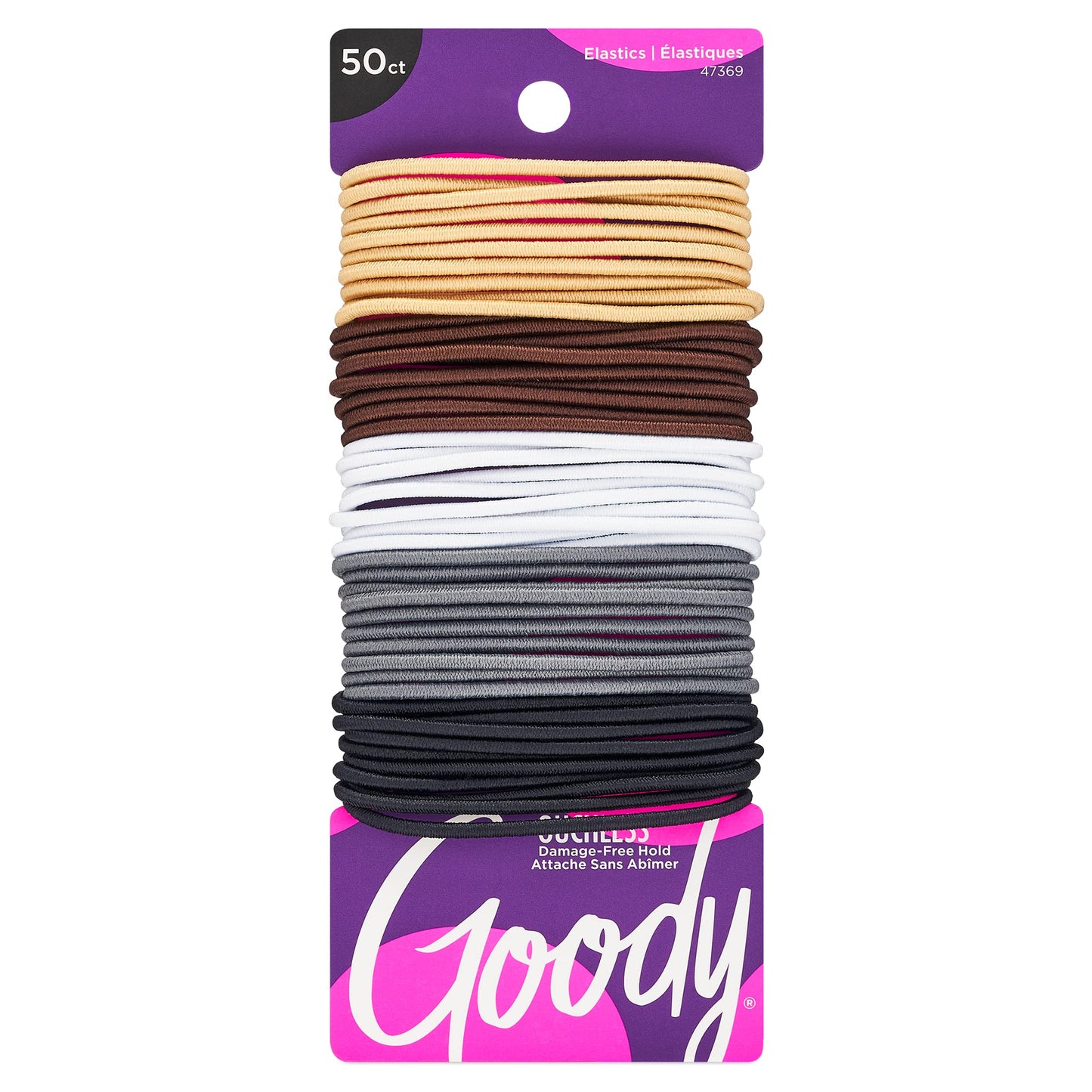 Goody Ouchless 50 Count Neutral Hair Ties and 60 Count Kids Brights or Pastels Hair Ties