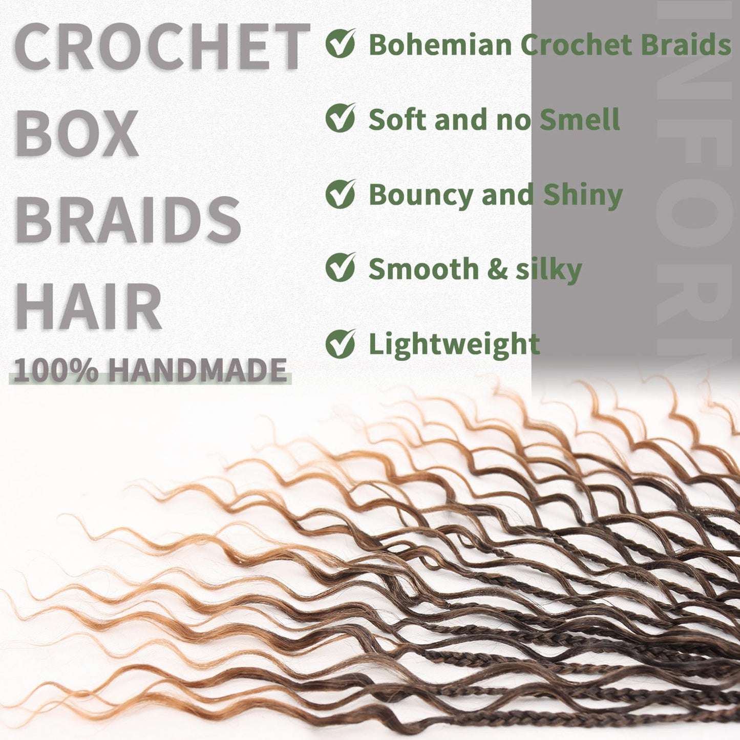 7 Packs Crochet Box Braids Curly Ends 14 Inch Goddess Box Braids Crochet Hair 3X Bohemian Hippie Crochet Braids for Woman Braiding Hair Extensions, 1B/30