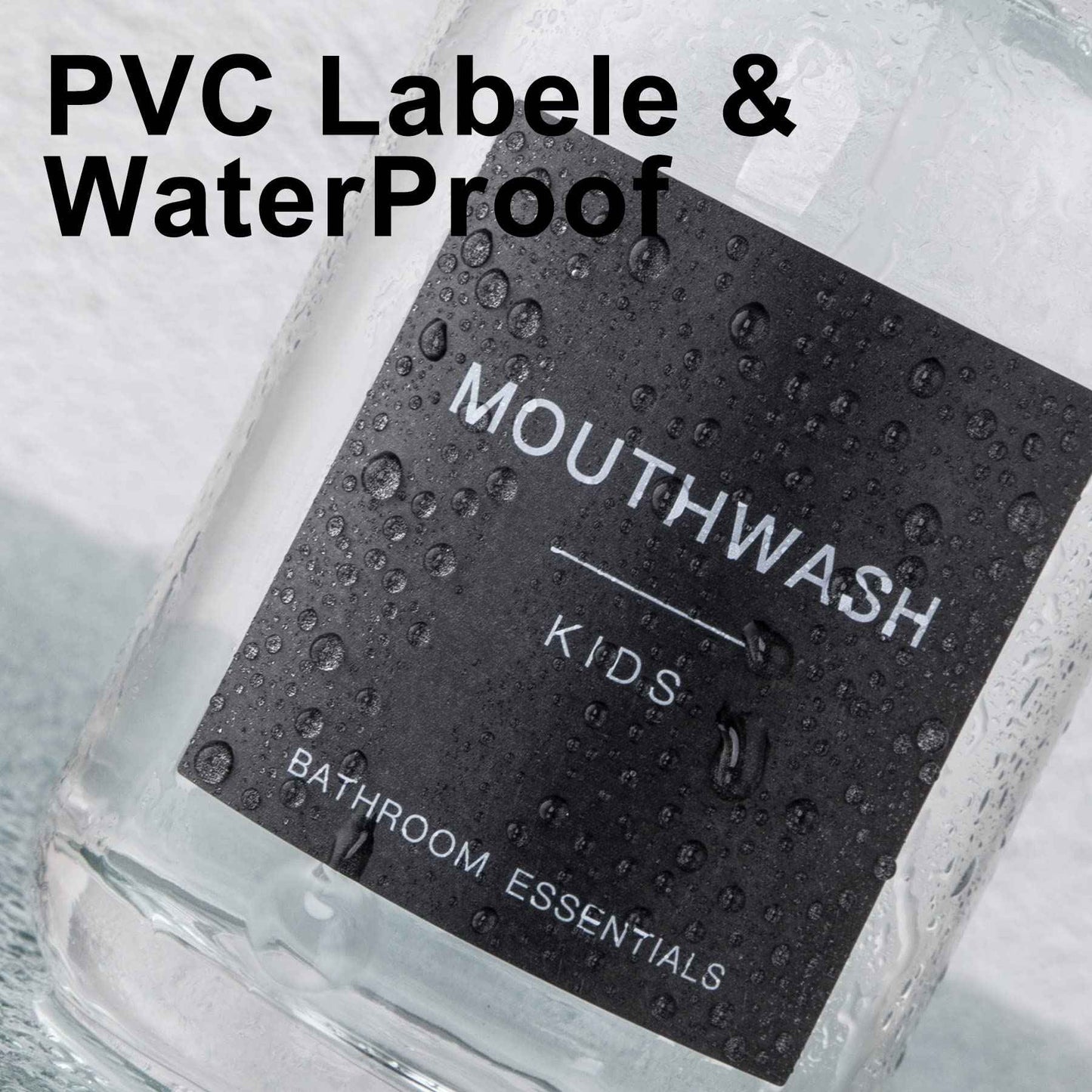 HomeFeel Black Glass Mouthwash Dispenser with Cups, 12.7 oz, 2 Pack - Clear Mouthwash Bottle with 304 Stainless Steel Spout & Minimalist Labels, Style Mouthwash Container for Bathroom