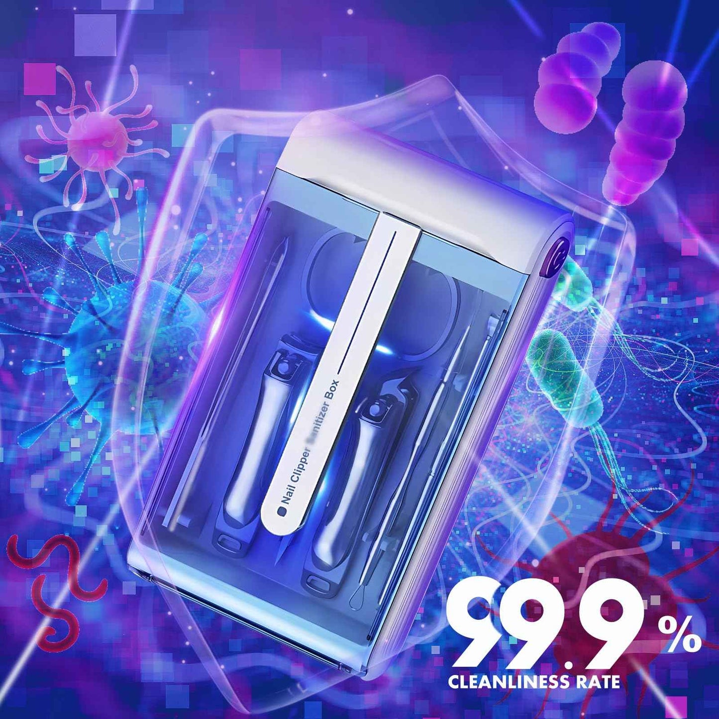 Nail Clipper Set with Disinfection Rechargeable Storage Box 6Pcs Manicure Pedicure Kit Stainless Steel Nail Grooming Tools Fingernail and Toenail Clipper Cutters Perfect Gifts for All Genders