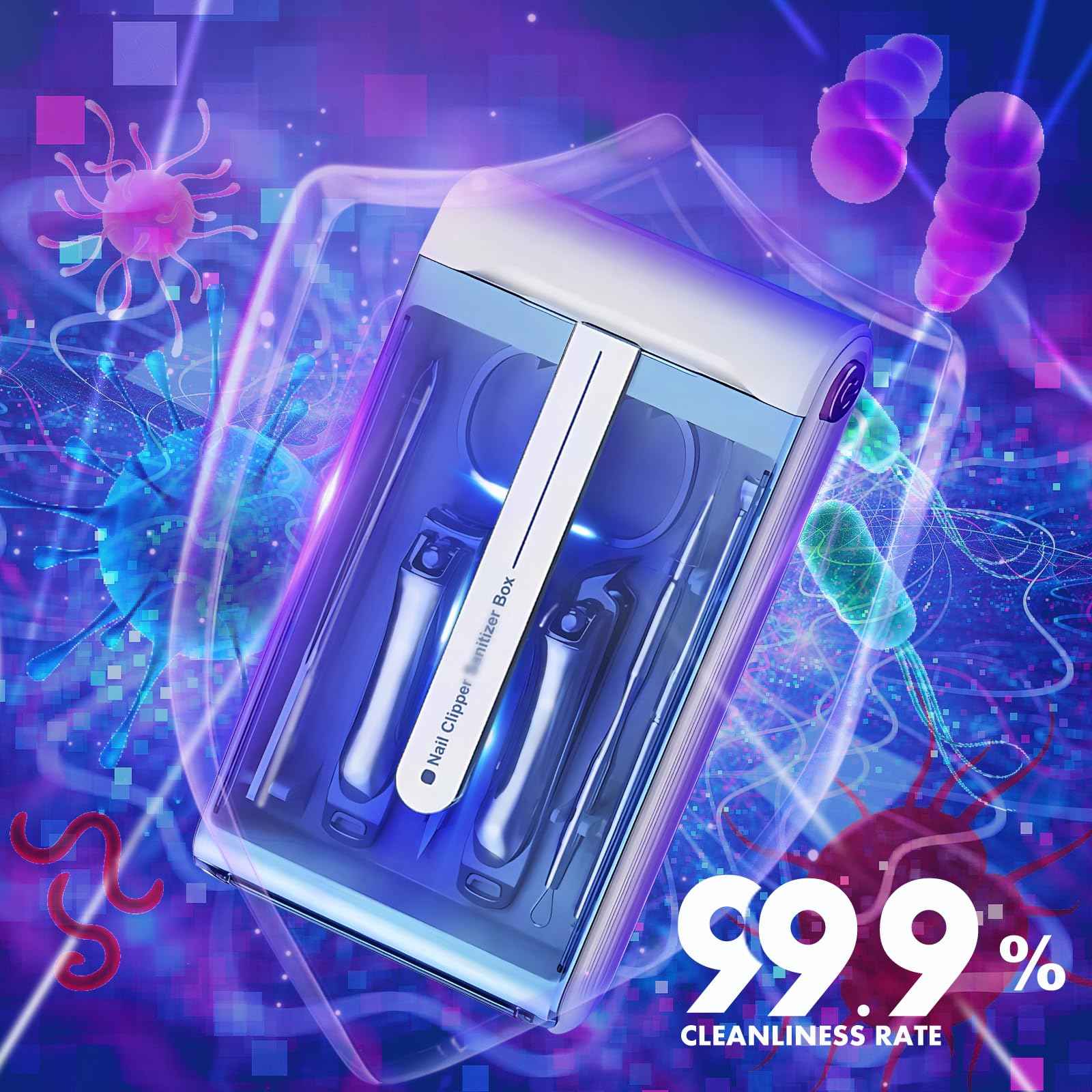 Nail Clipper Set with Disinfection Rechargeable Storage Box 6Pcs Manicure Pedicure Kit Stainless Steel Nail Grooming Tools Fingernail and Toenail Clipper Cutters Perfect Gifts for All Genders