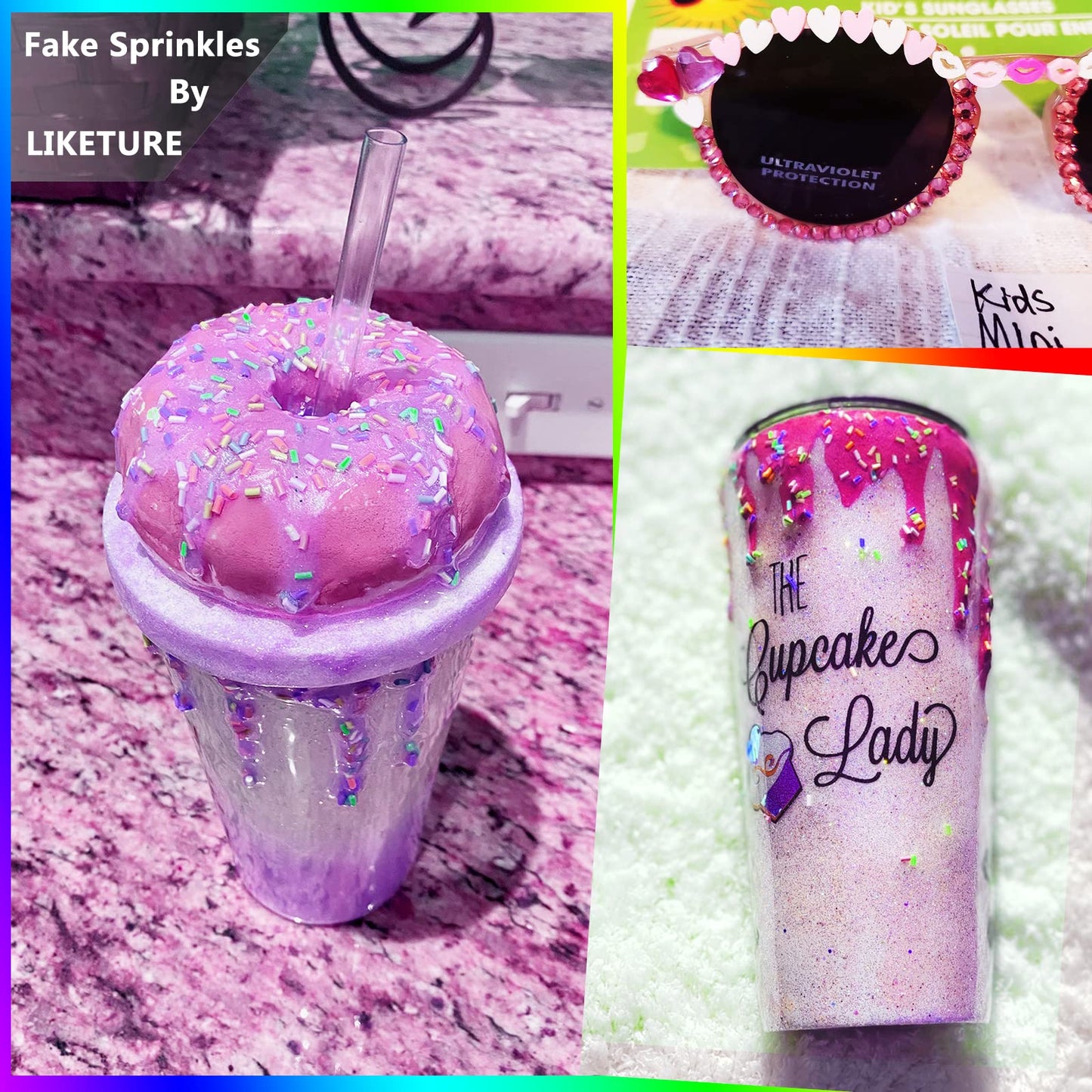 LIKETURE Fake Sprinkles 110g Polymer Clay Sprinkles Fake Candy Sprinkles Faux Sprinkles for Resin Slime Craft Plastic Sprinkles for Nail Art Phone Case DIY Shaker Card Filler (Fake Sprinkles1-110G)