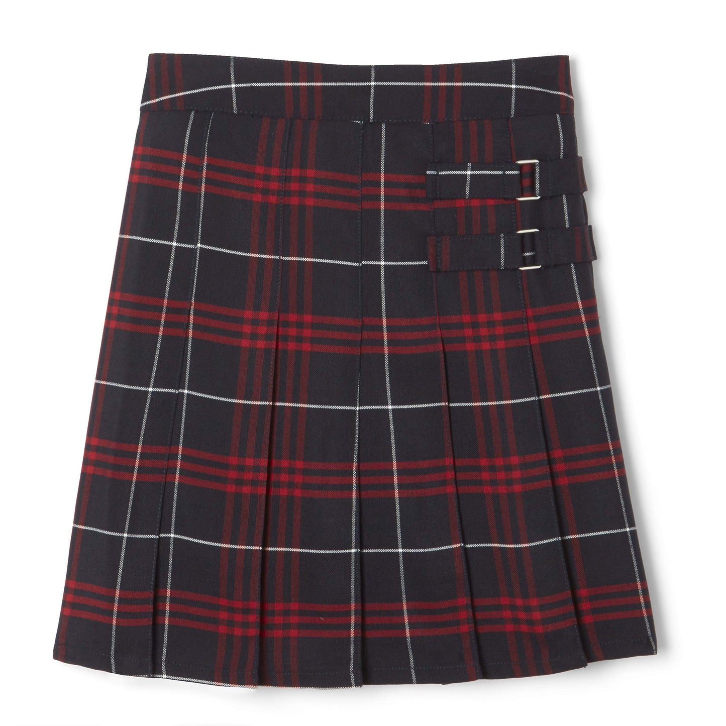 French Toast Girls' Plaid Two-Tab Scooter skirt, Navy Red Plaid, 4,Little Girls