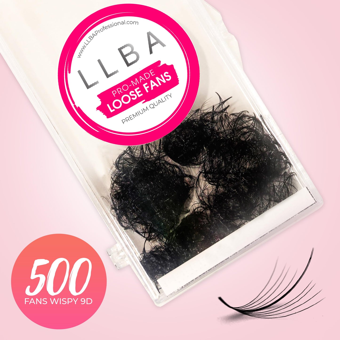 LLBA Promade Wispy Lash Extensions 9D 0.05, 100% Handmade Eyelashes Volume Fans, C Cc D Curls, 9-17 Mm Length, Long-Lasting, Easy Application (CC 13 mm)