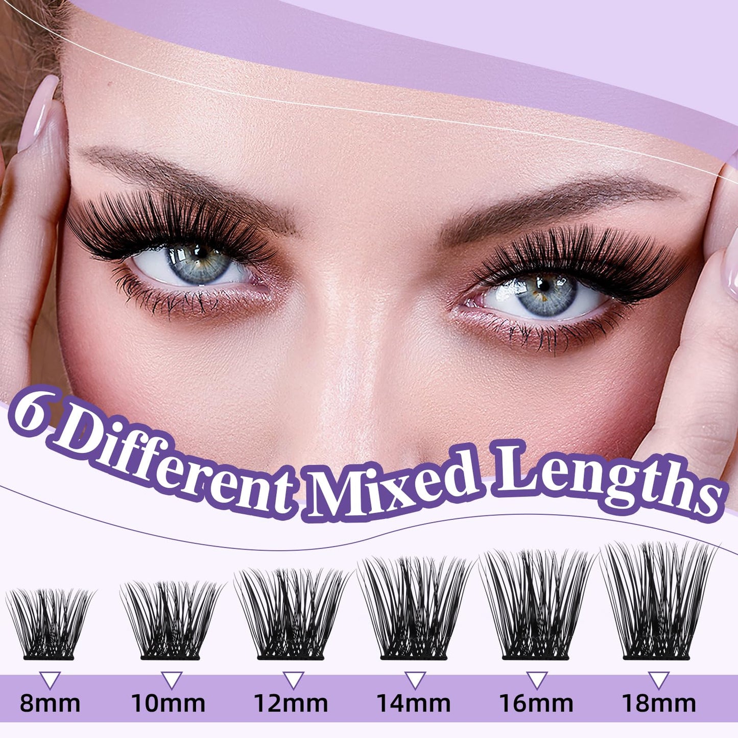 Clusters B18 Clusters Lashes 120 PCS Eyelash Clusters D Curl 16mm Individual Lashes Wispy Volume False Eyelashes Soft Lightweight DIY Eyelash Extension at Home (B18,D-16mm)